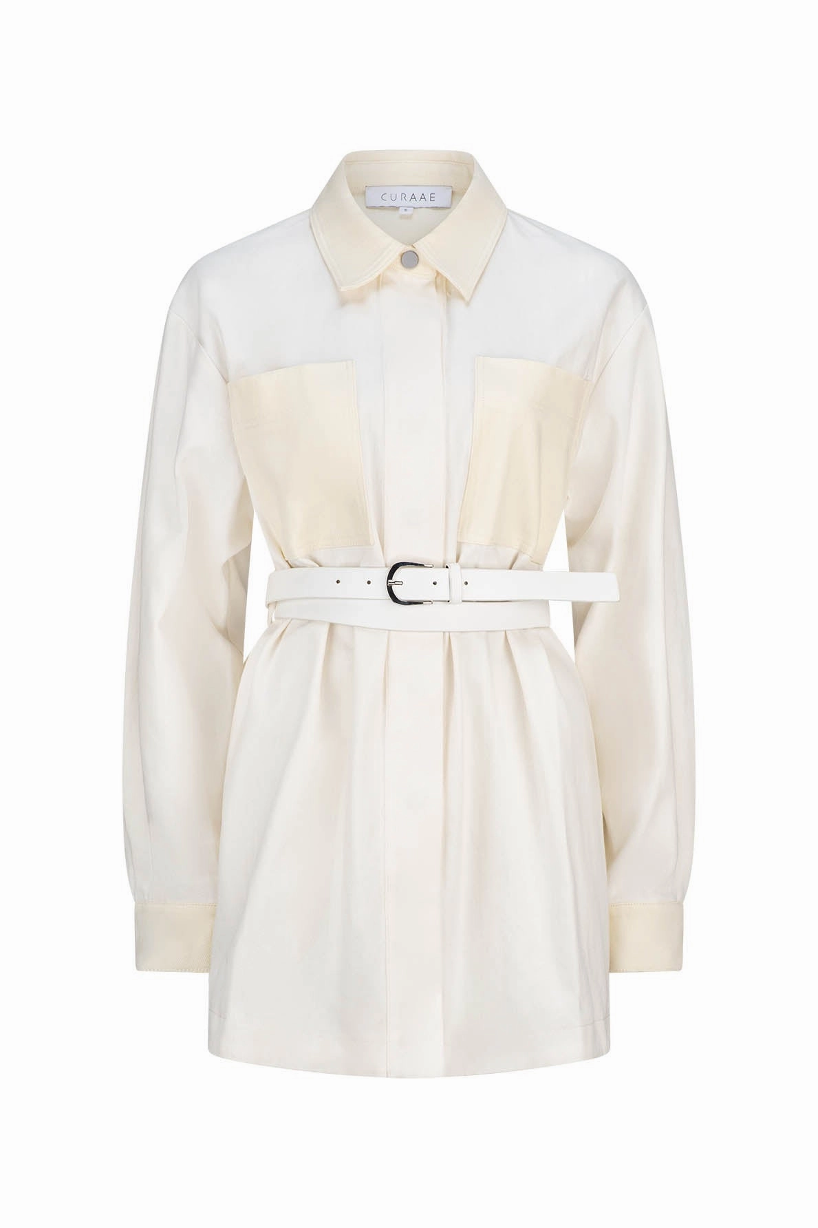 Relax Motion Feminine Mood CURAAE Kent Long Sleeve Mini Dress in White