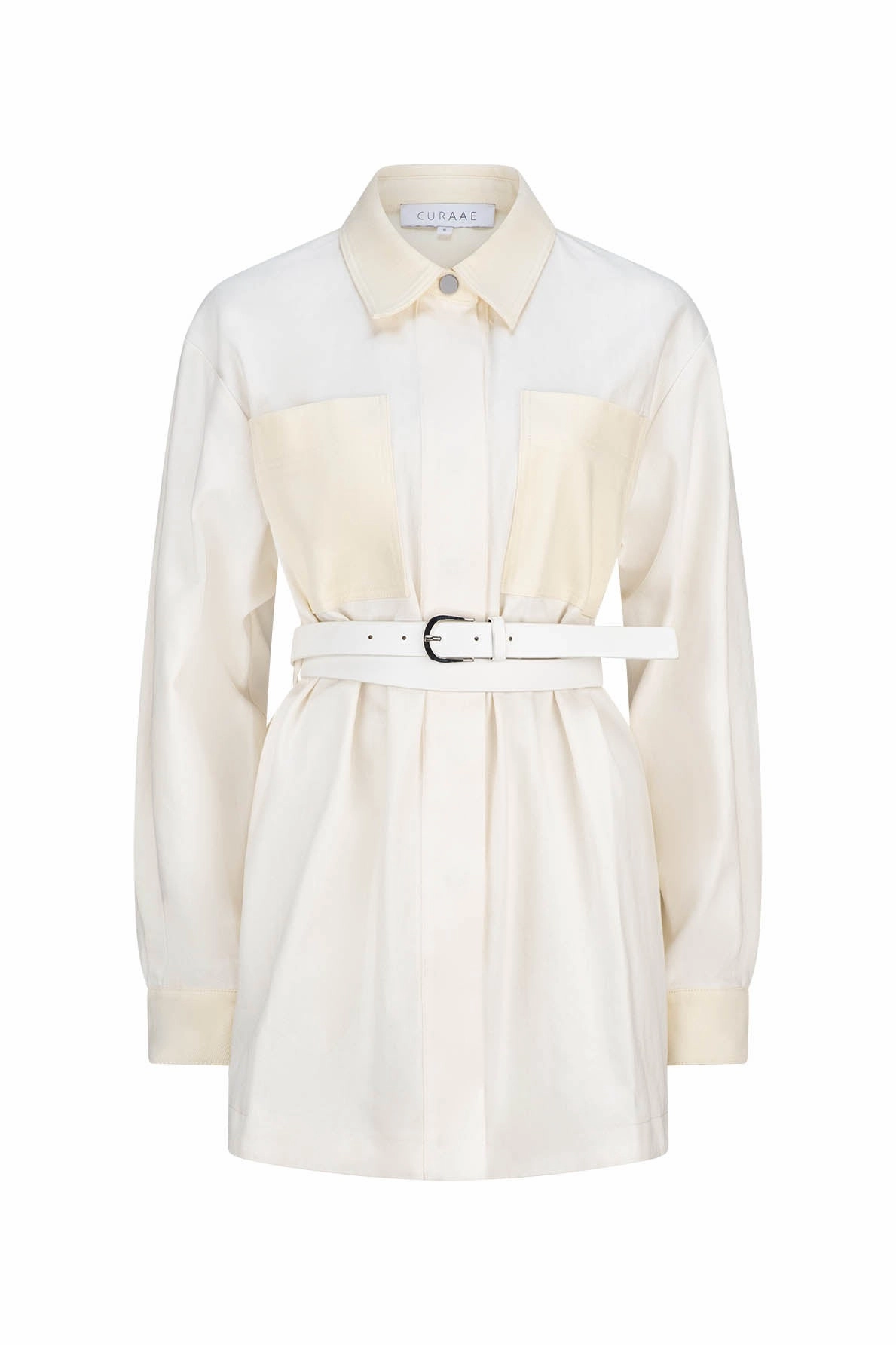 Wedding-Guest Calm Outfit CURAAE Kent Long Sleeve Mini Dress in White