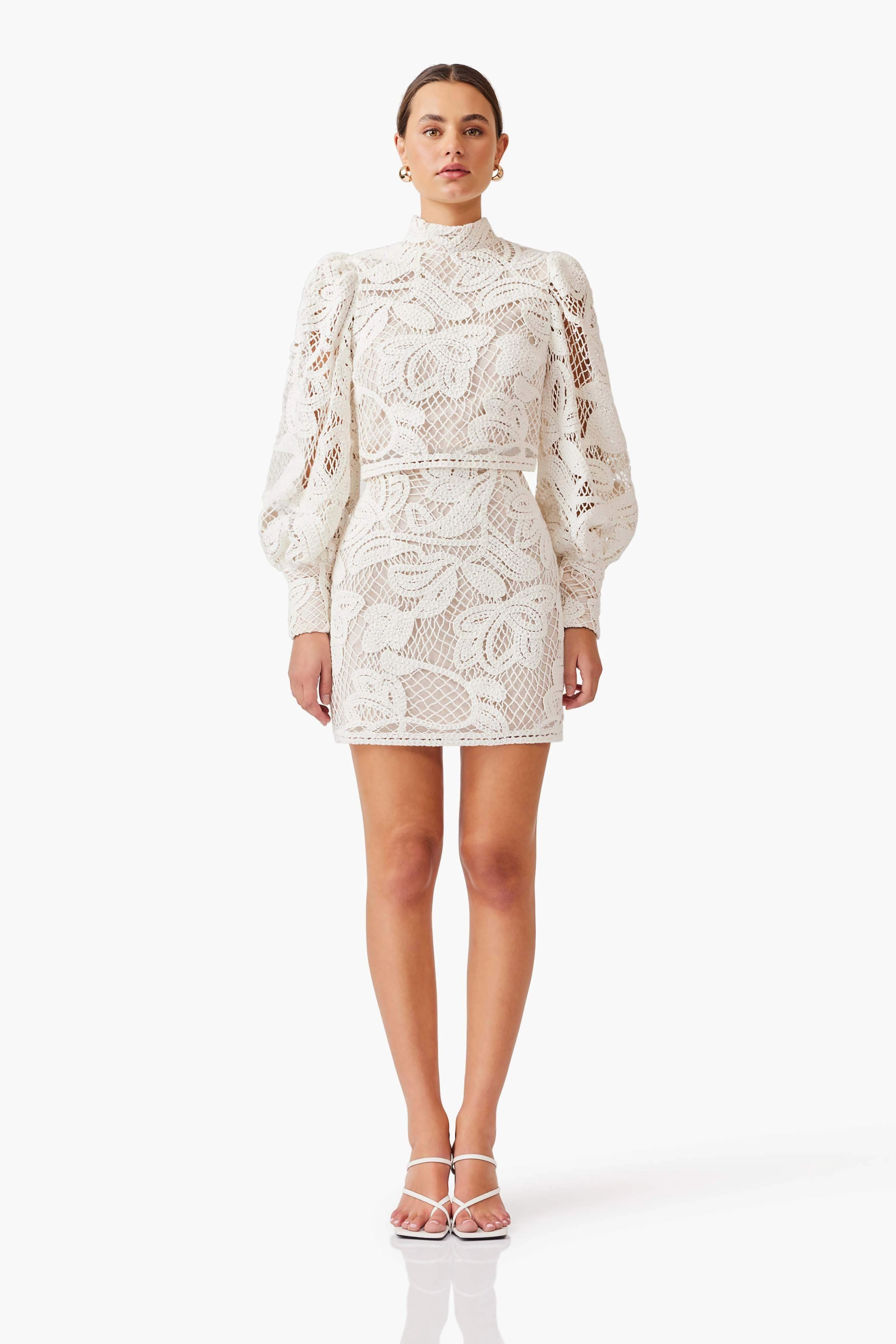 French Vibe Kyra Crochet Set in White