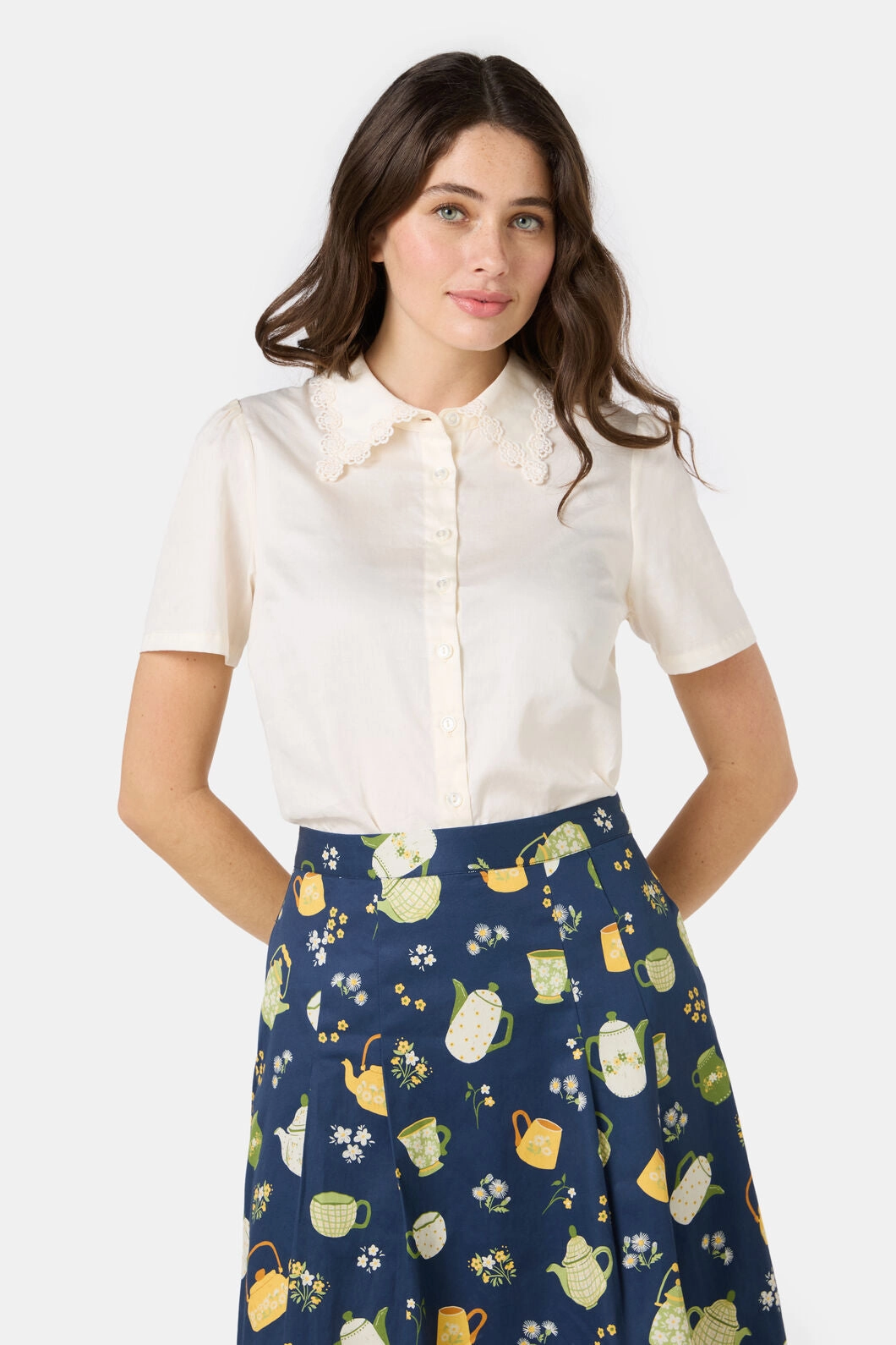 Lacey Collar Blouse OdorResistant Fabric