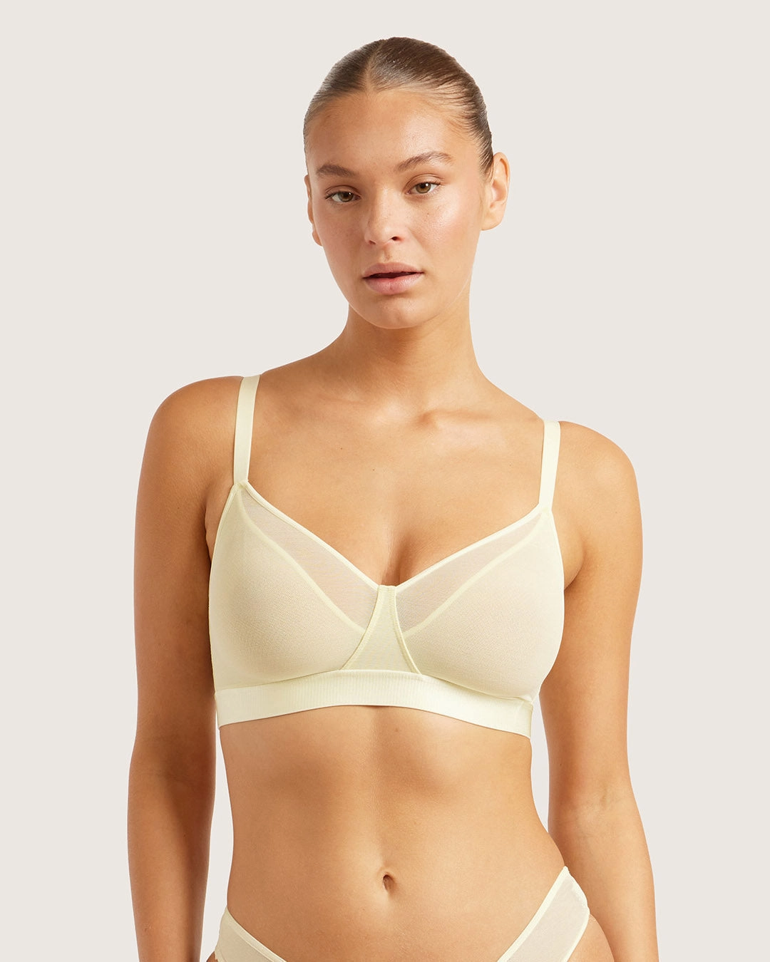 Ventilated Cups Anti Bacterial Fabric FreeMesh Full Bust Wireless Bra - Lemon