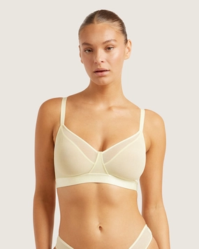 Enhanced Airflow Design Zipped FreeMesh Full Bust Wireless Bra - Lemon