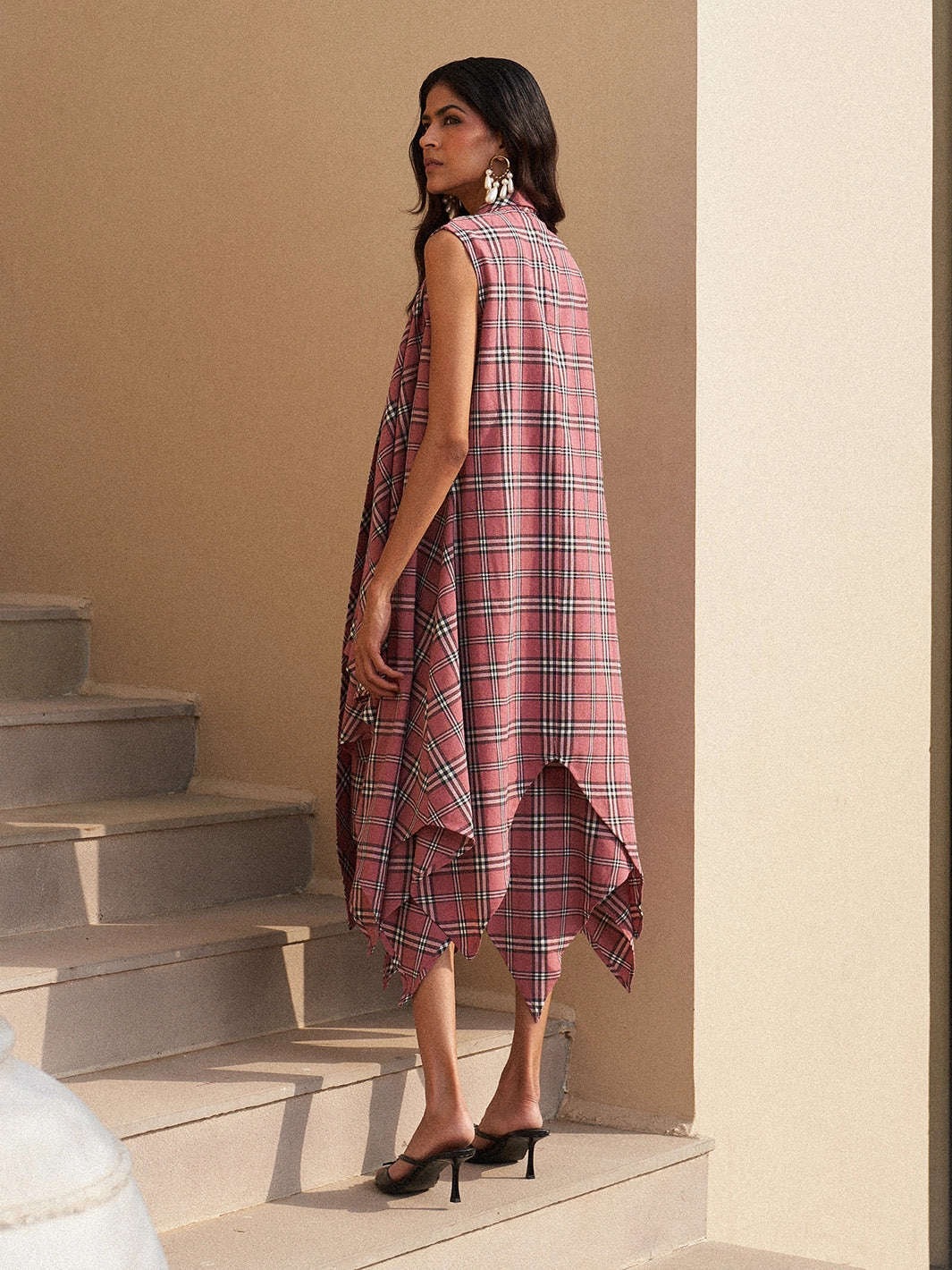 Lara Plaid Smocked Dress Refined Line Metallic-Shine