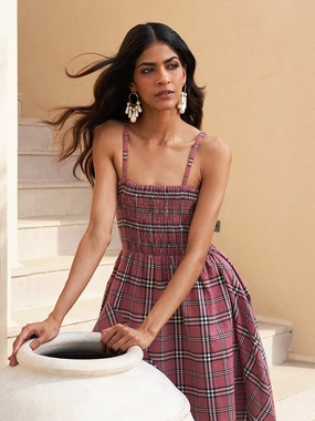 Sleek Fit Lara Plaid Smocked Dress