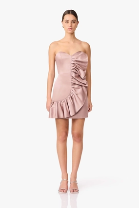 Laura Strapless Mini Dress in Pink Flattering Look Fit
