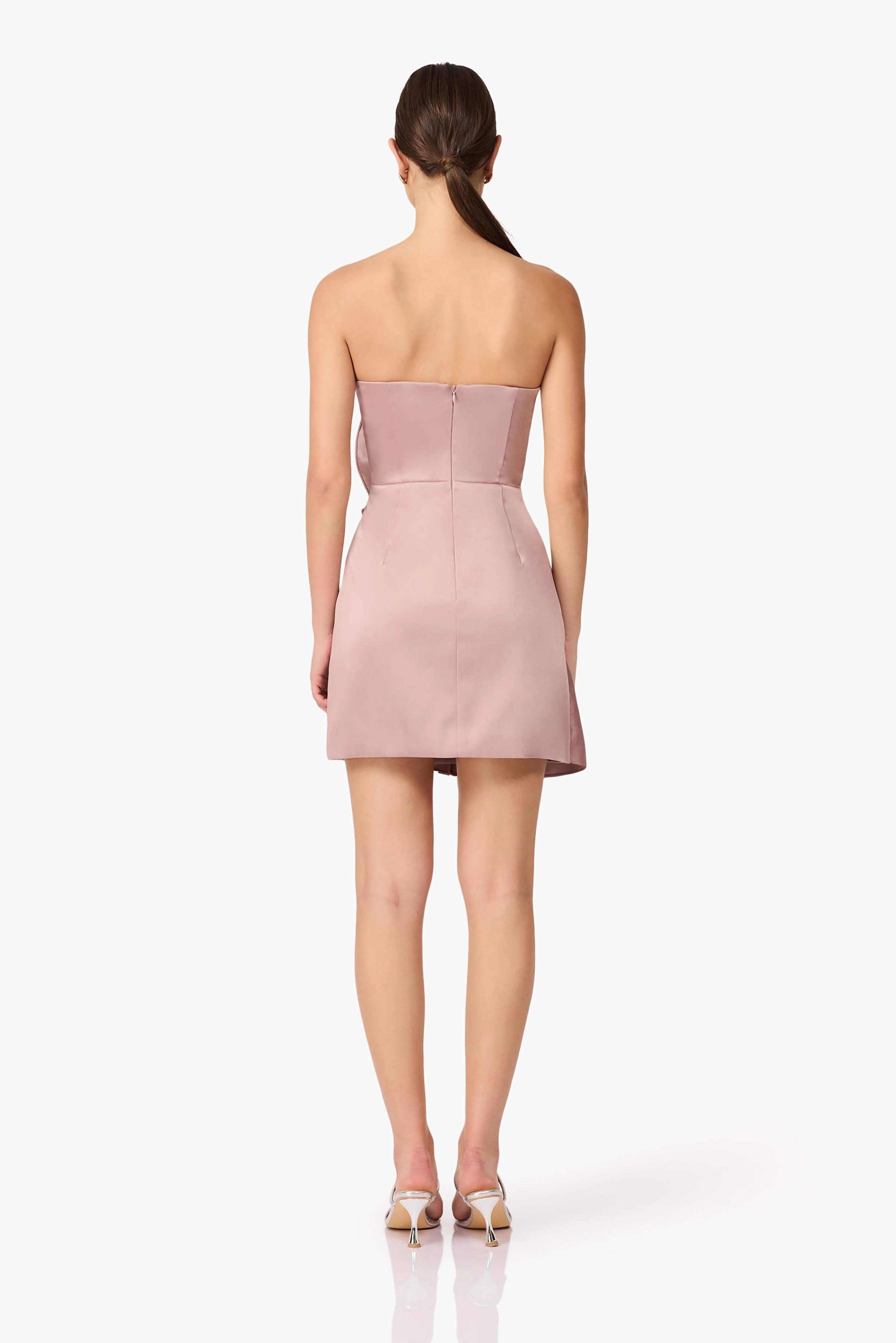 Laura Strapless Mini Dress in Pink Zip Closure