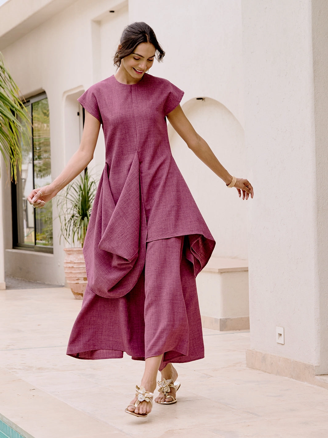 Comfortable Look Lazuli Flare Pants with Elastic