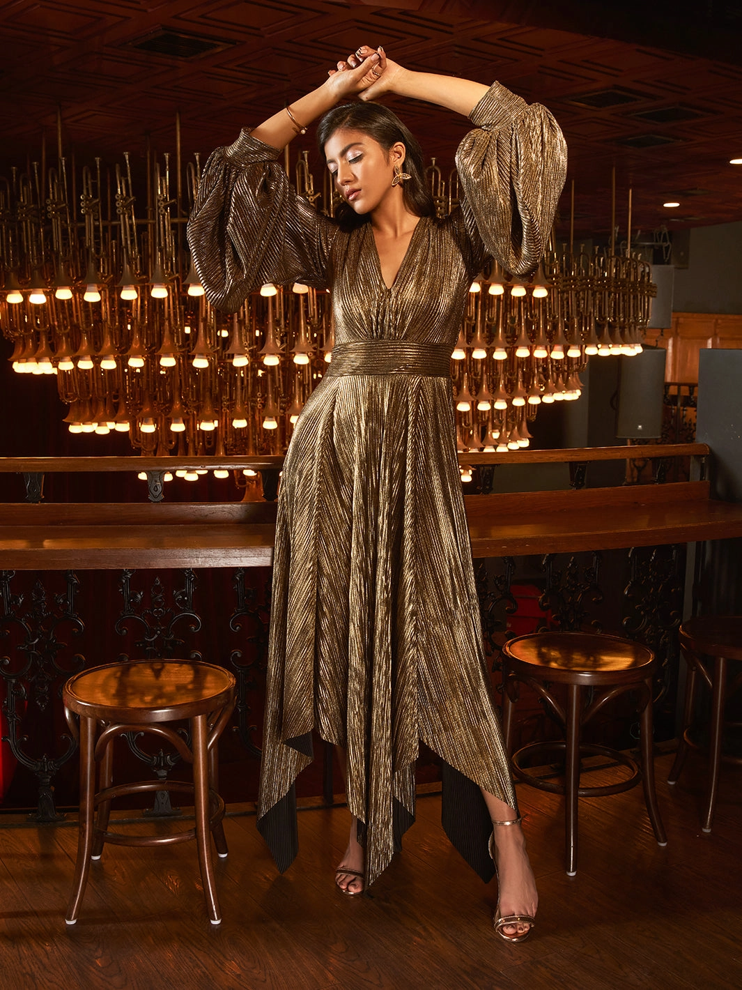 Le Perier Gown Fitted Look Printed-Lining