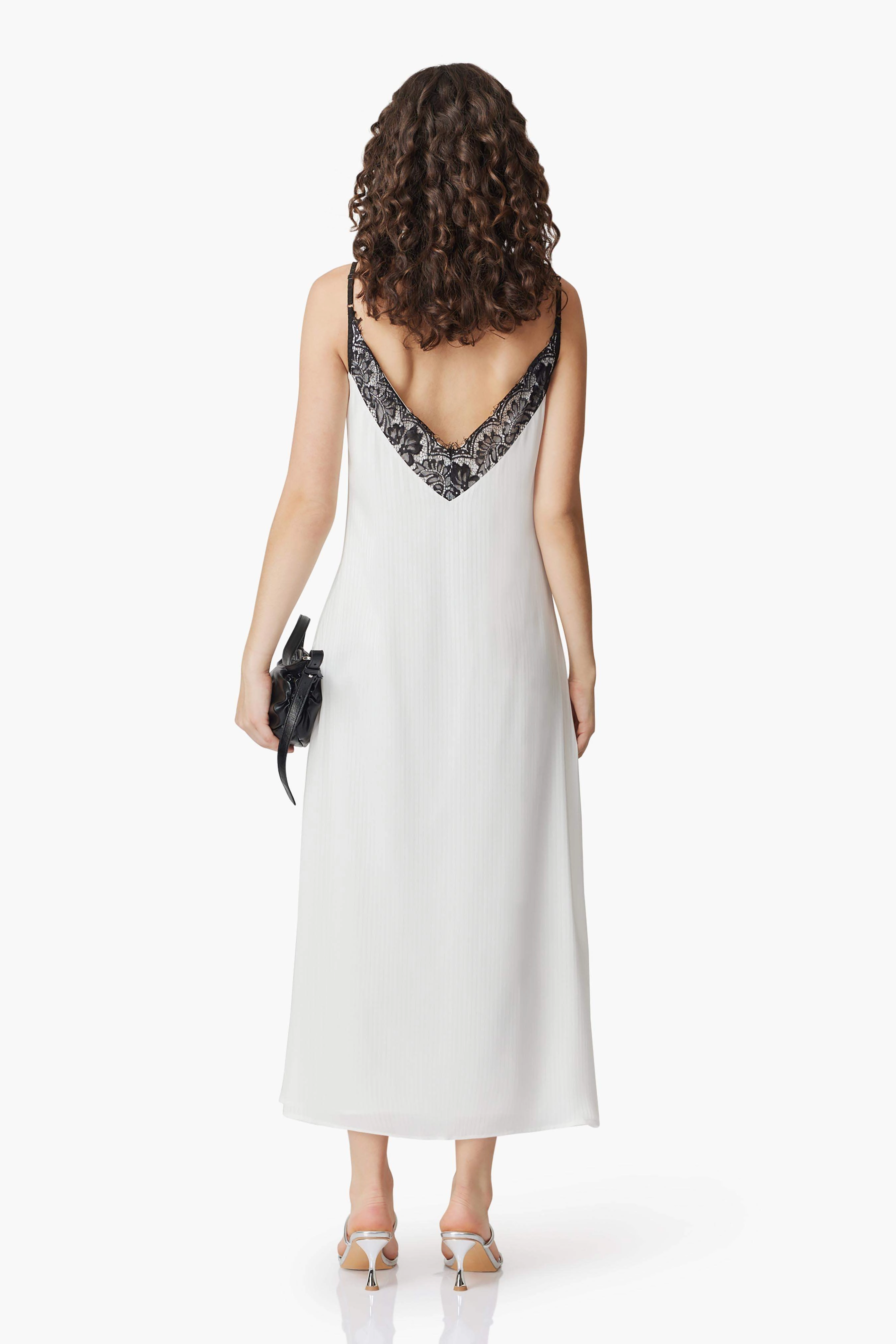 CURAAE Valentina Lace Midi Dress In White Bold Movement Linen Chic