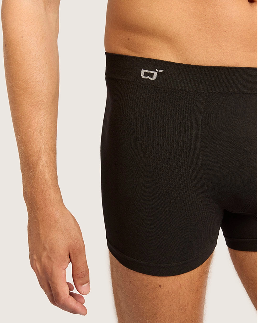 Lightweight Weave Men's Seamfree Boxer Briefs - Black PunctureResistant Fabric Stretch Fit