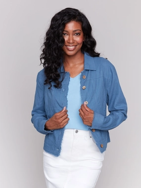 Linen Blend Jacket - Denim Comfort Fit