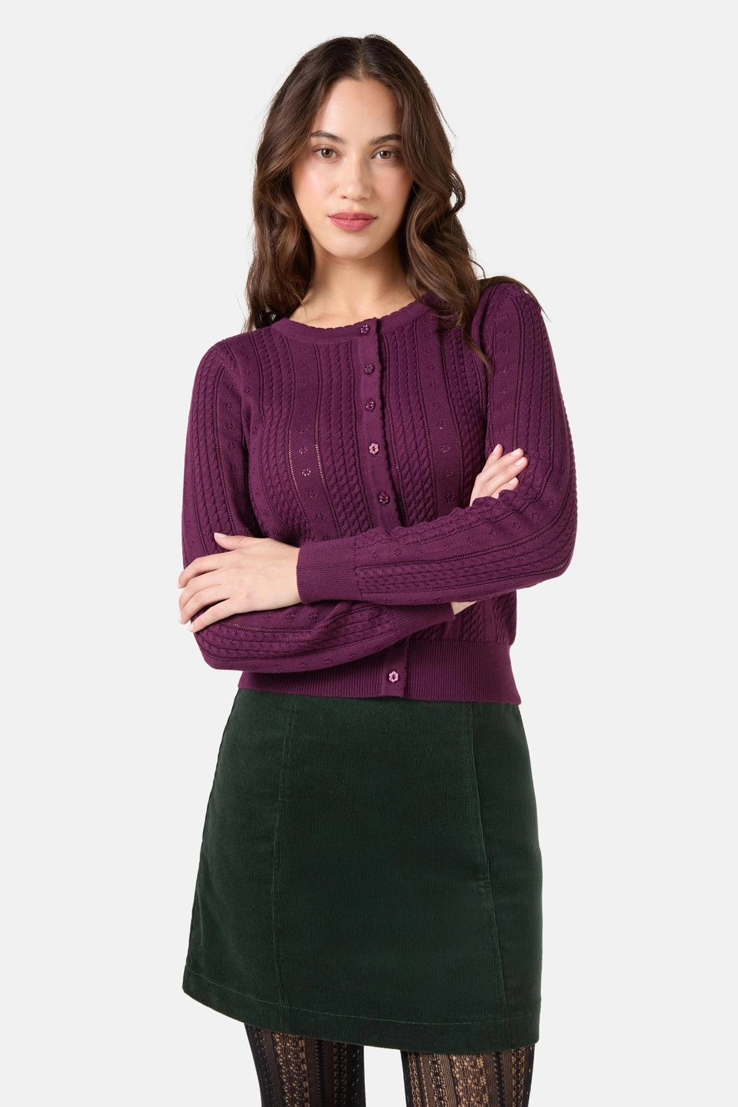 Lisa Pointelle Cardigan All-Purpose Knit