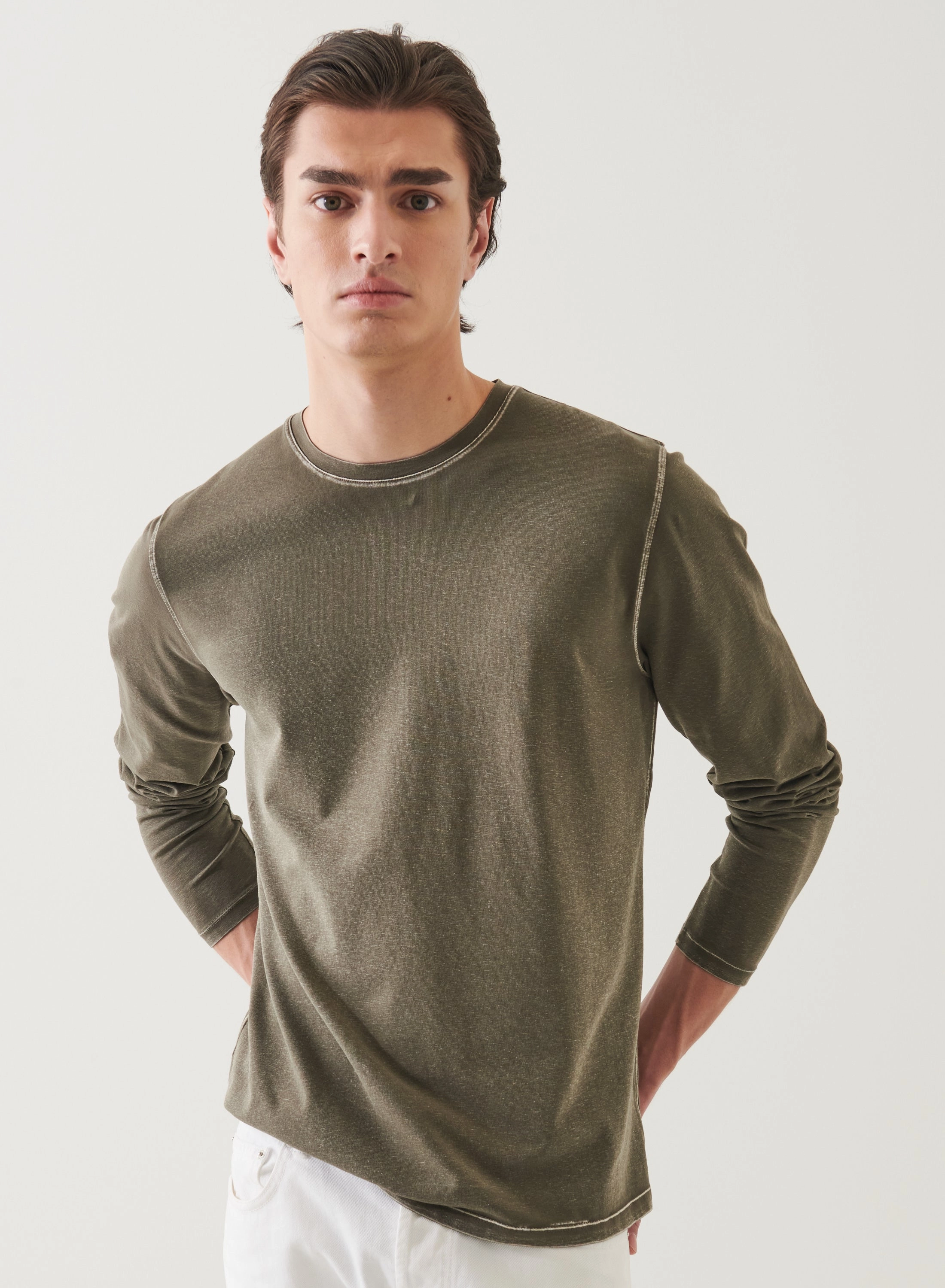 Active Apparel QuickRelease Closure LONG SLEEVE PIMA VINTAGE CREW TEE