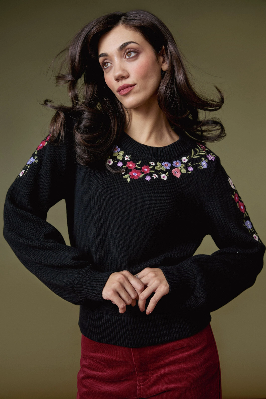 Ada Embroidered Jumper Breathable Mesh Panels