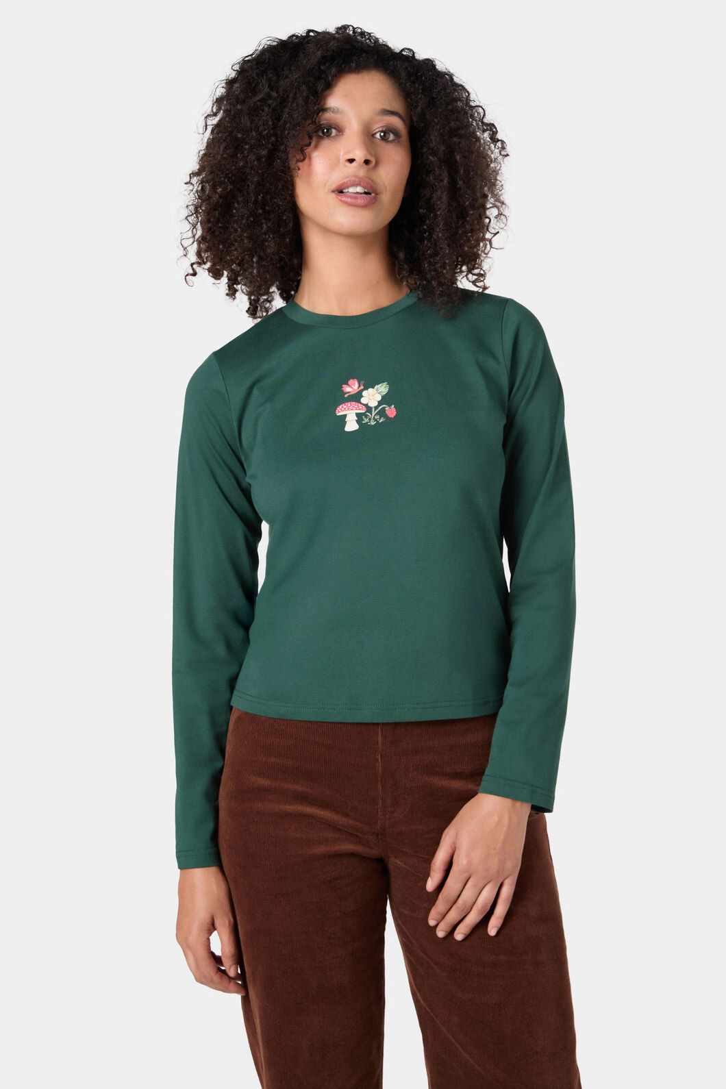 Mushroom Long Sleeve Tee ContouredPanels Soft Cotton