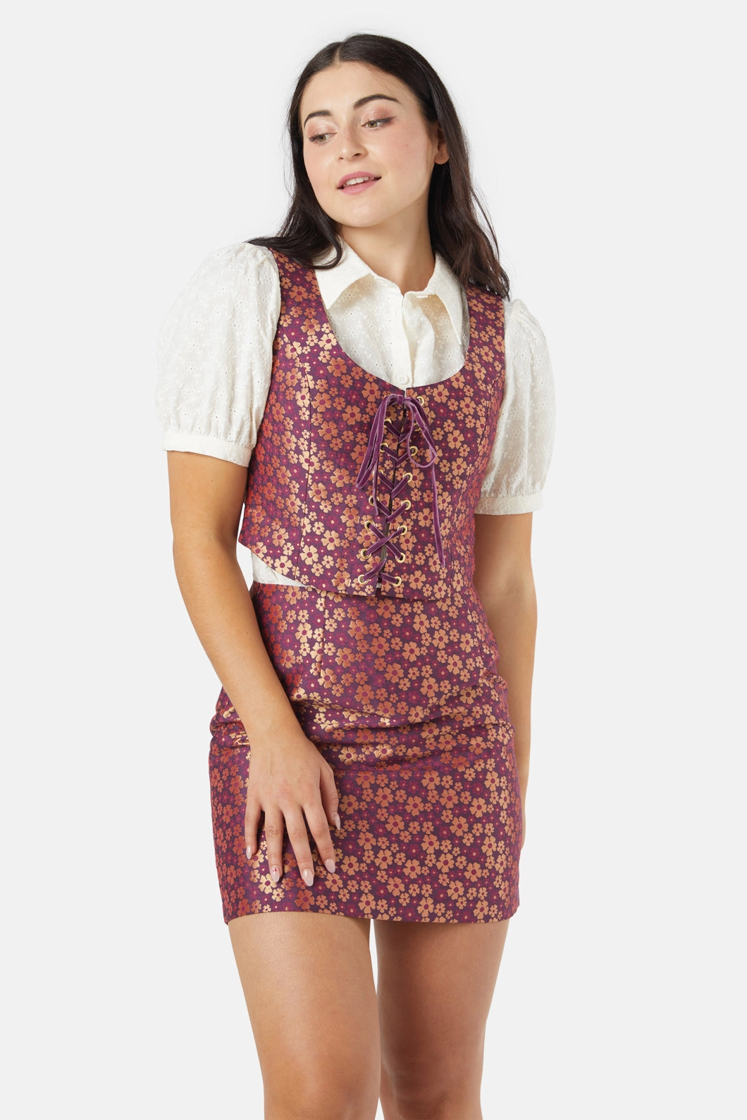 Elsa Brocade Corset Noise Reduciting Fabric RubberizedTrim