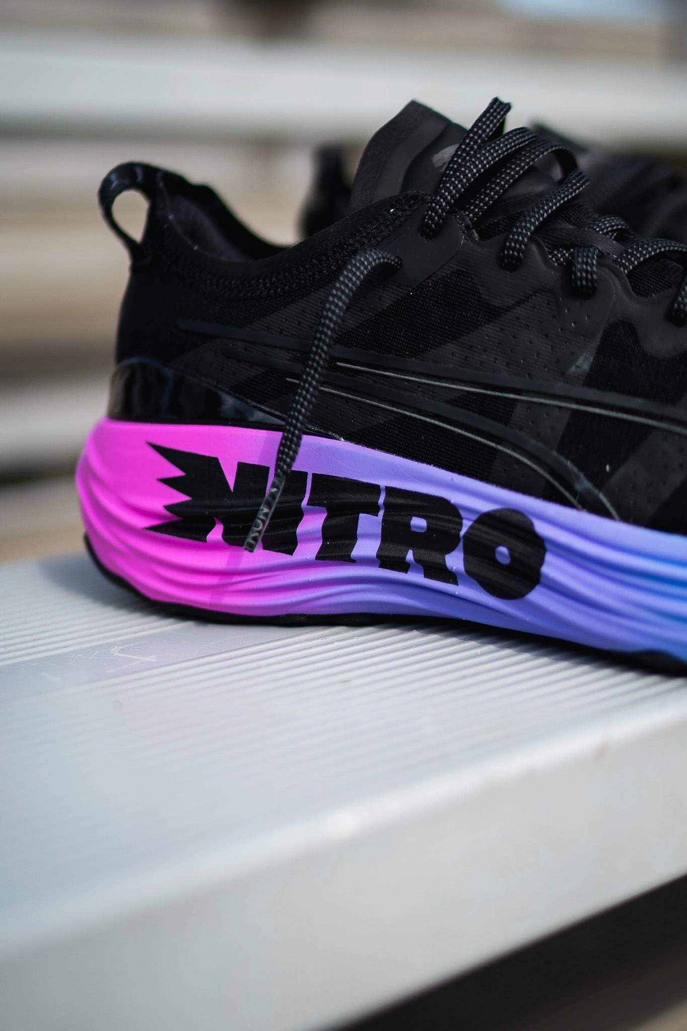 Footbed Contouring Full Cushion Mens Puma ForeverRun Nitro Sunset (Black/Luminous Blue)