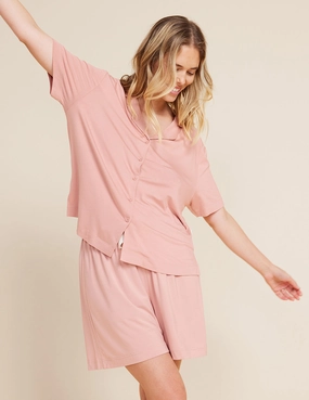 NonRestrictive Cut Goodnight Short Sleeve Sleep Shirt - Dusty Pink