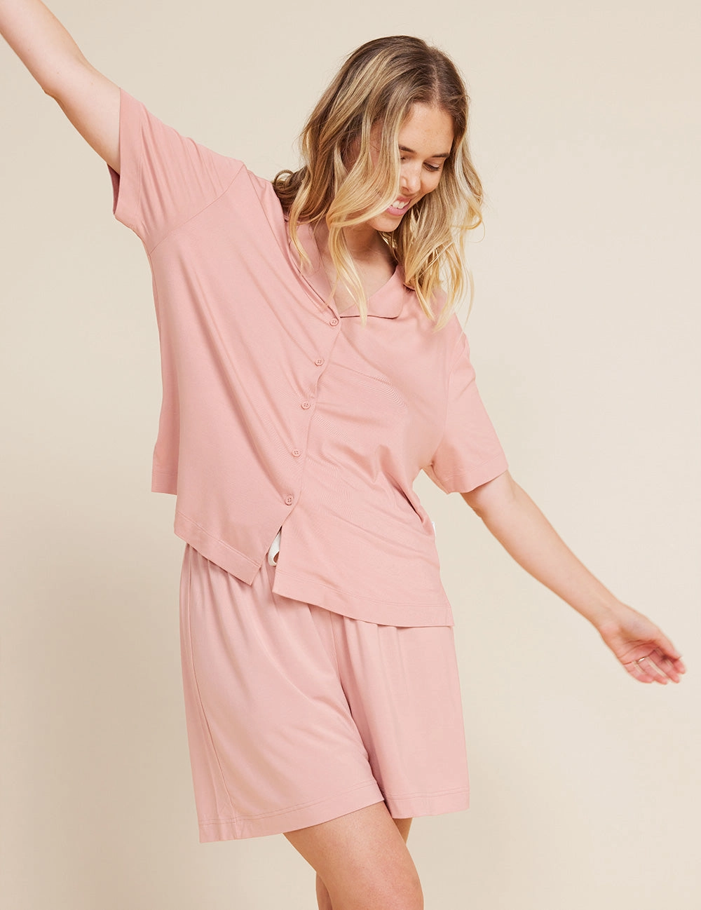 Goodnight Short Sleeve Sleep Shirt - Dusty Pink Soft Leggings Basic Core