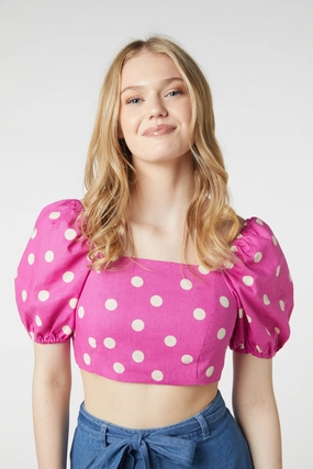 Lucy Polka Dot Crop Top FourWayStretchFabric