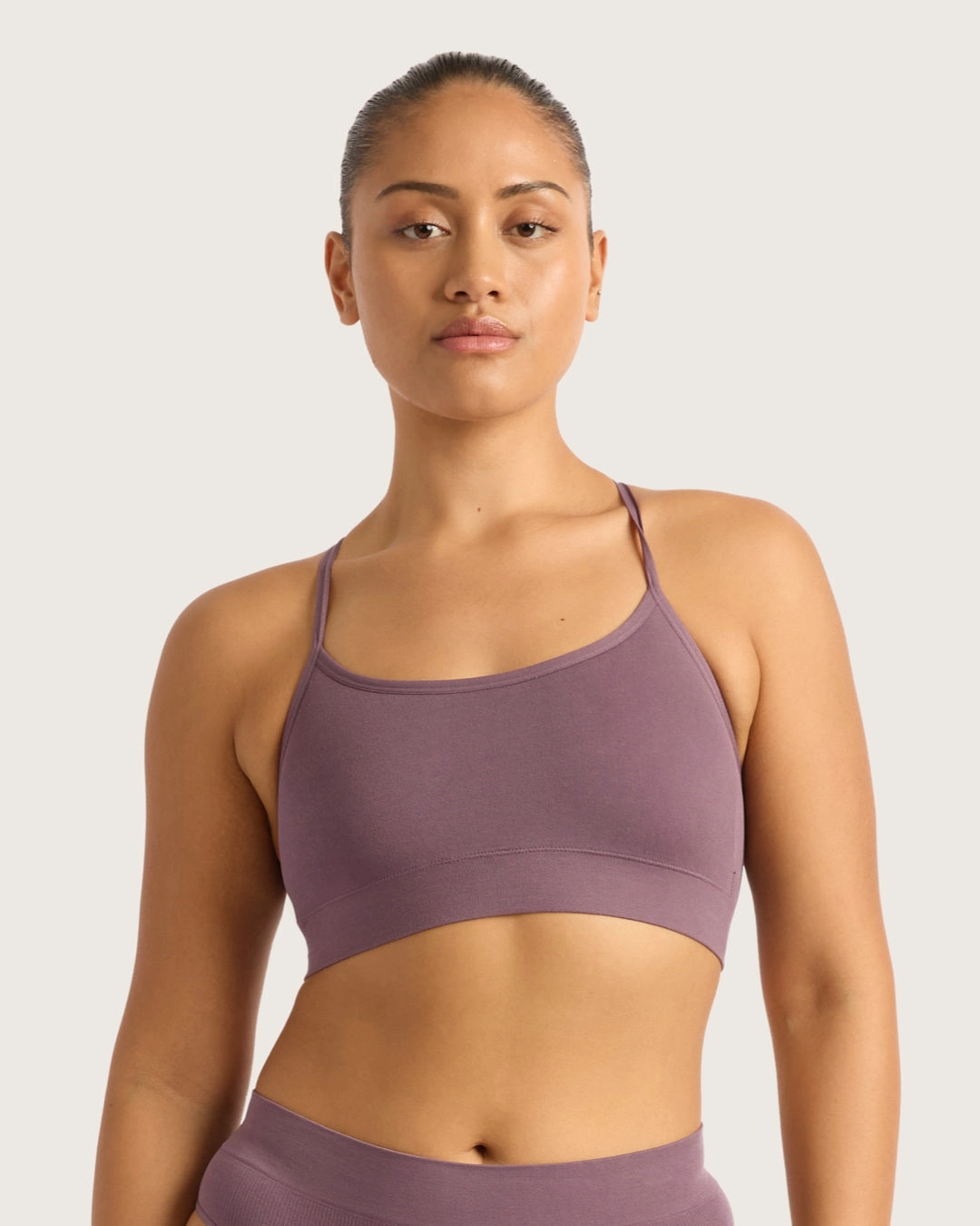 Coverstitch seams LYOLYTE Racerback Bralette - Wisteria
