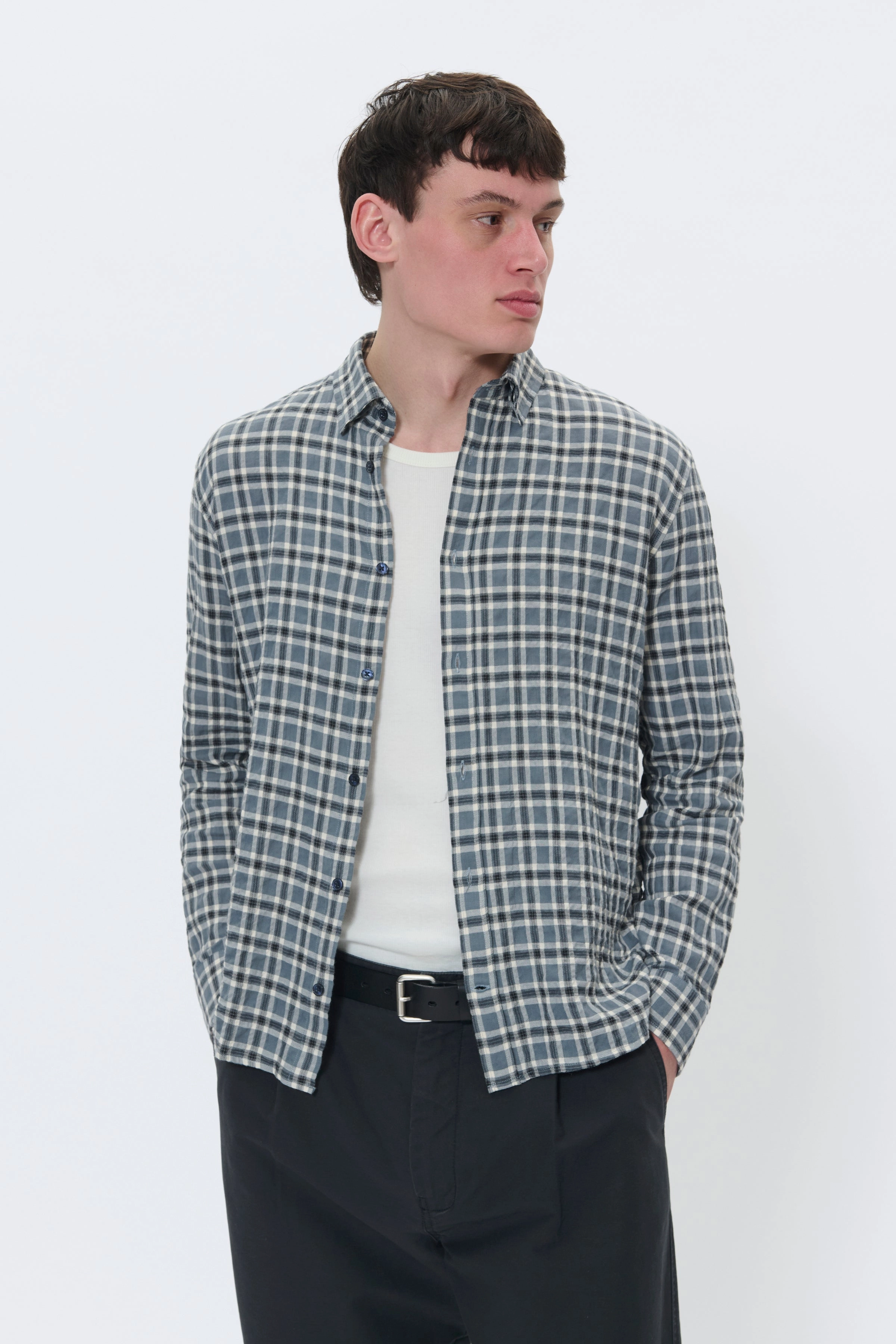 Non Restrictive Armhole Cut MACHRISTALDO CHECKED LONG SLEEVE SHIRT