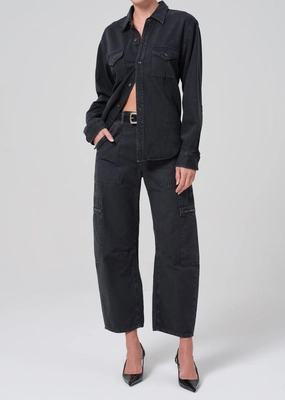 MARCELLE LOW SLUNG CARGO IN WASHED BLACK Comfortable clothing Smooth Loose Versatile