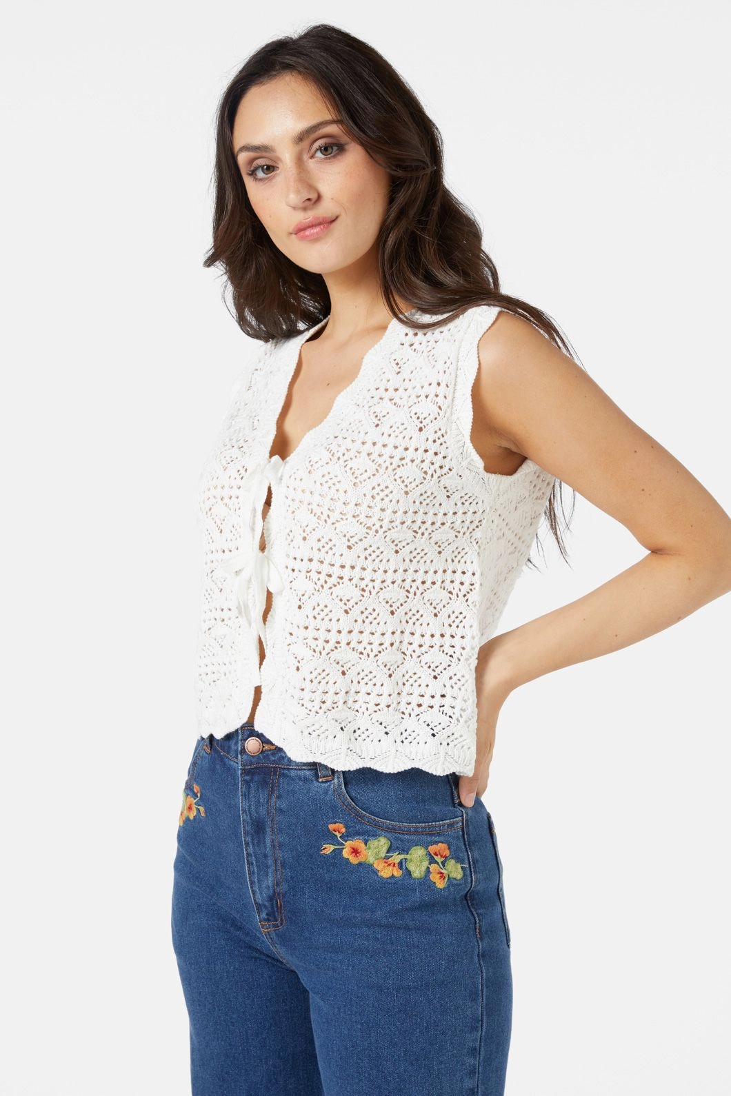 Margie Tie Front Top AntiPill Finish