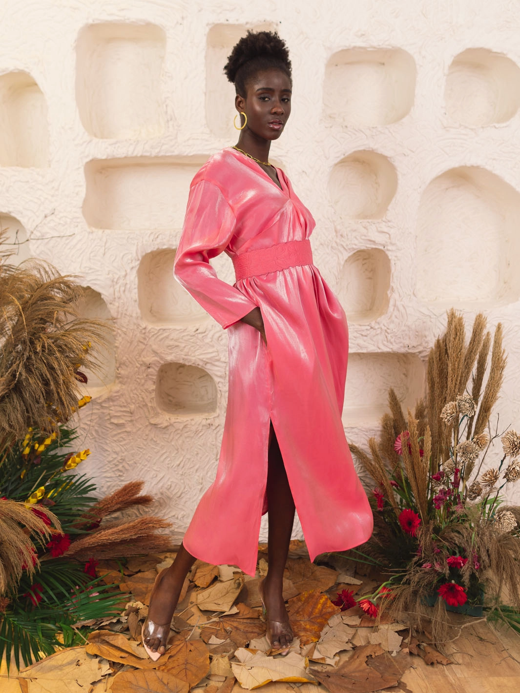 Aphrodite Rose Belted Dress Work Option