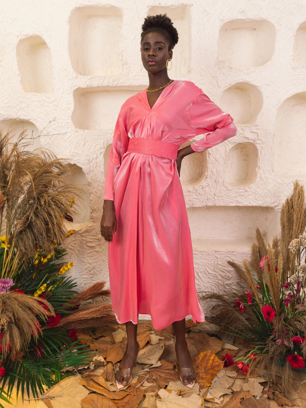 Work Vibe Aphrodite Rose Belted Dress