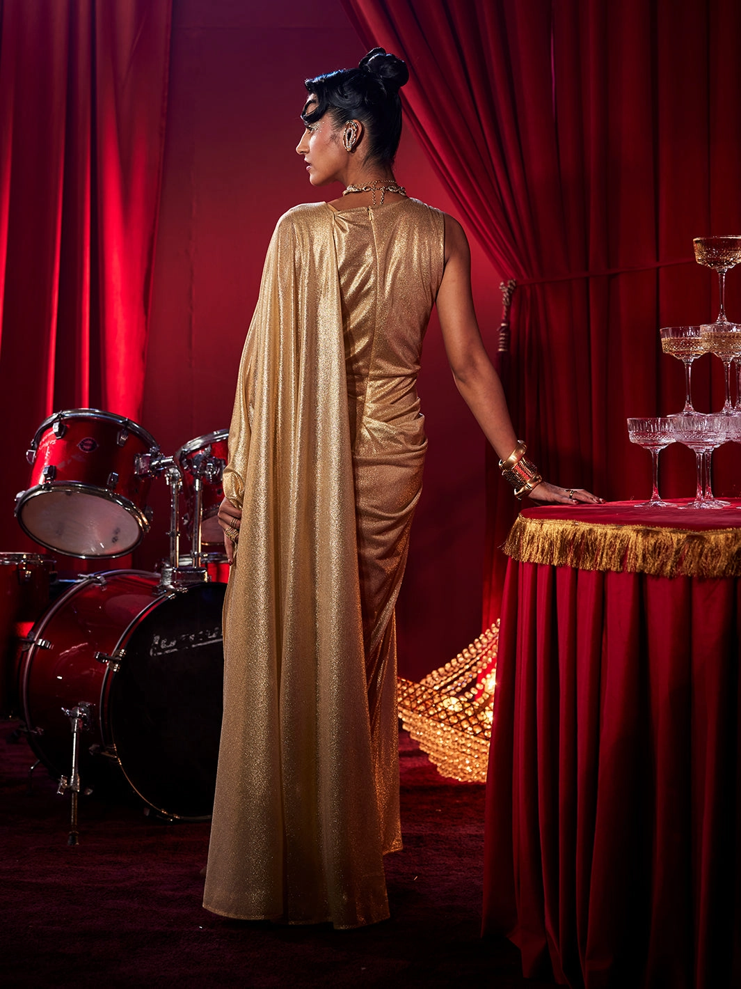 Medusa Golden Glam Gown Pleat Breeze