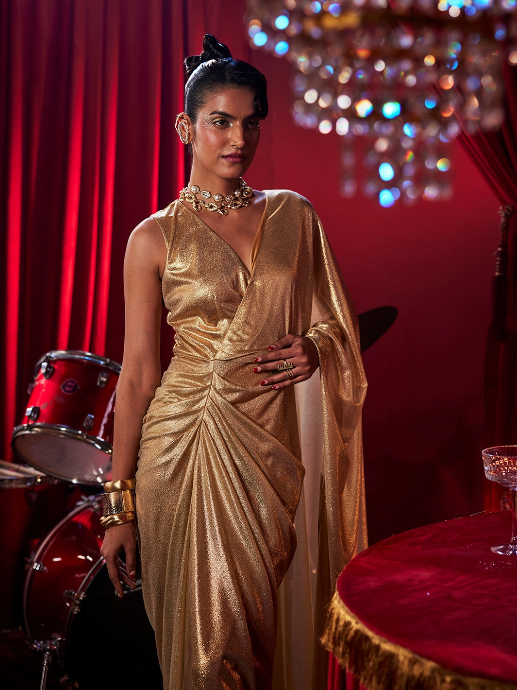 Smart Pairing Must Have Medusa Golden Glam Gown
