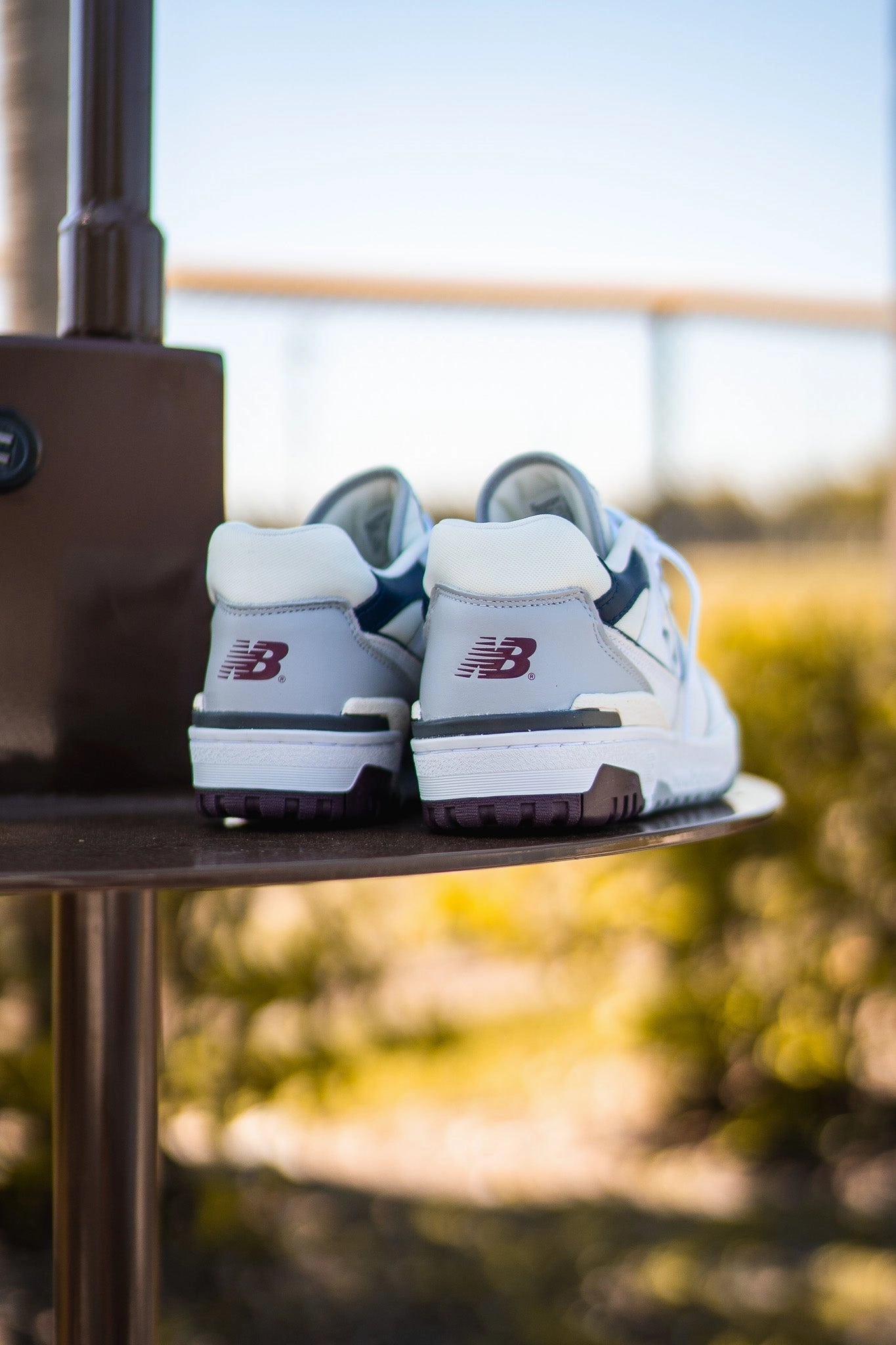 Layered Chic Mens New Balance 550 (White/Burgundy) - BB550PWB