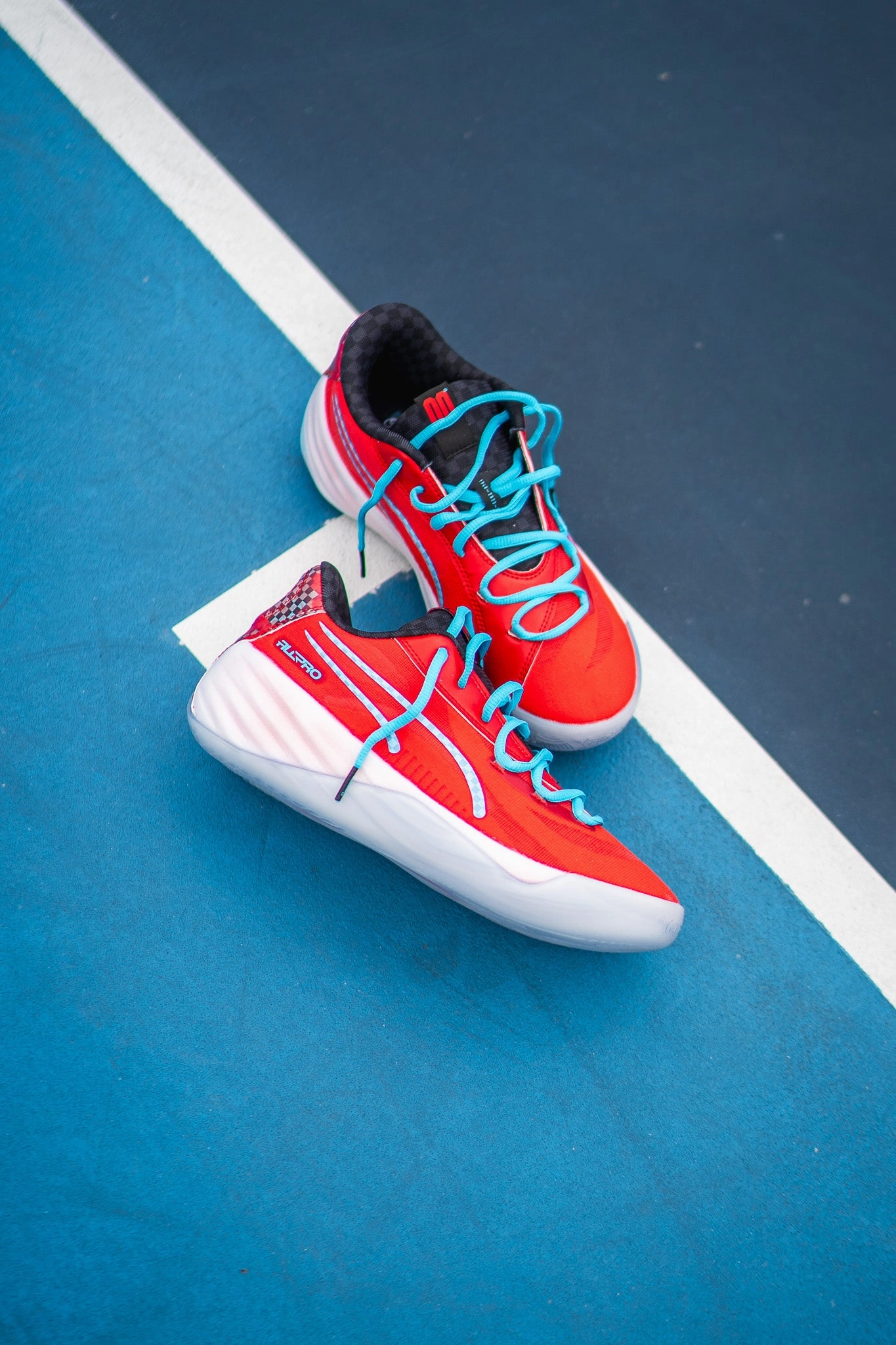 Tidy look Lightweight Framework Mens Puma All-Pro Nitro x Scoot Henderson (Red/Blue)