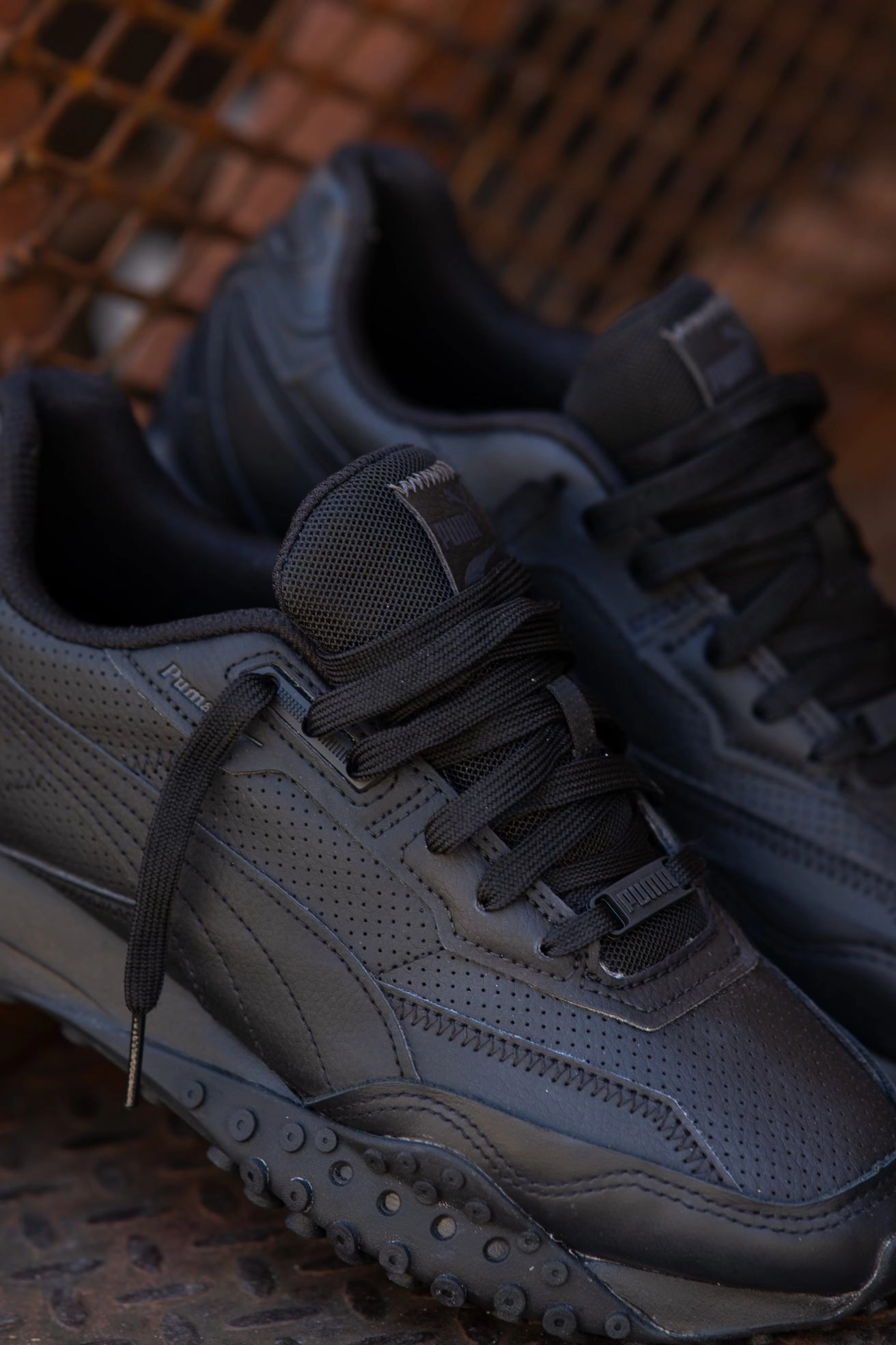 Soft Glide Mens Puma Blacktop Rider Leather (Black/Shadow Grey)