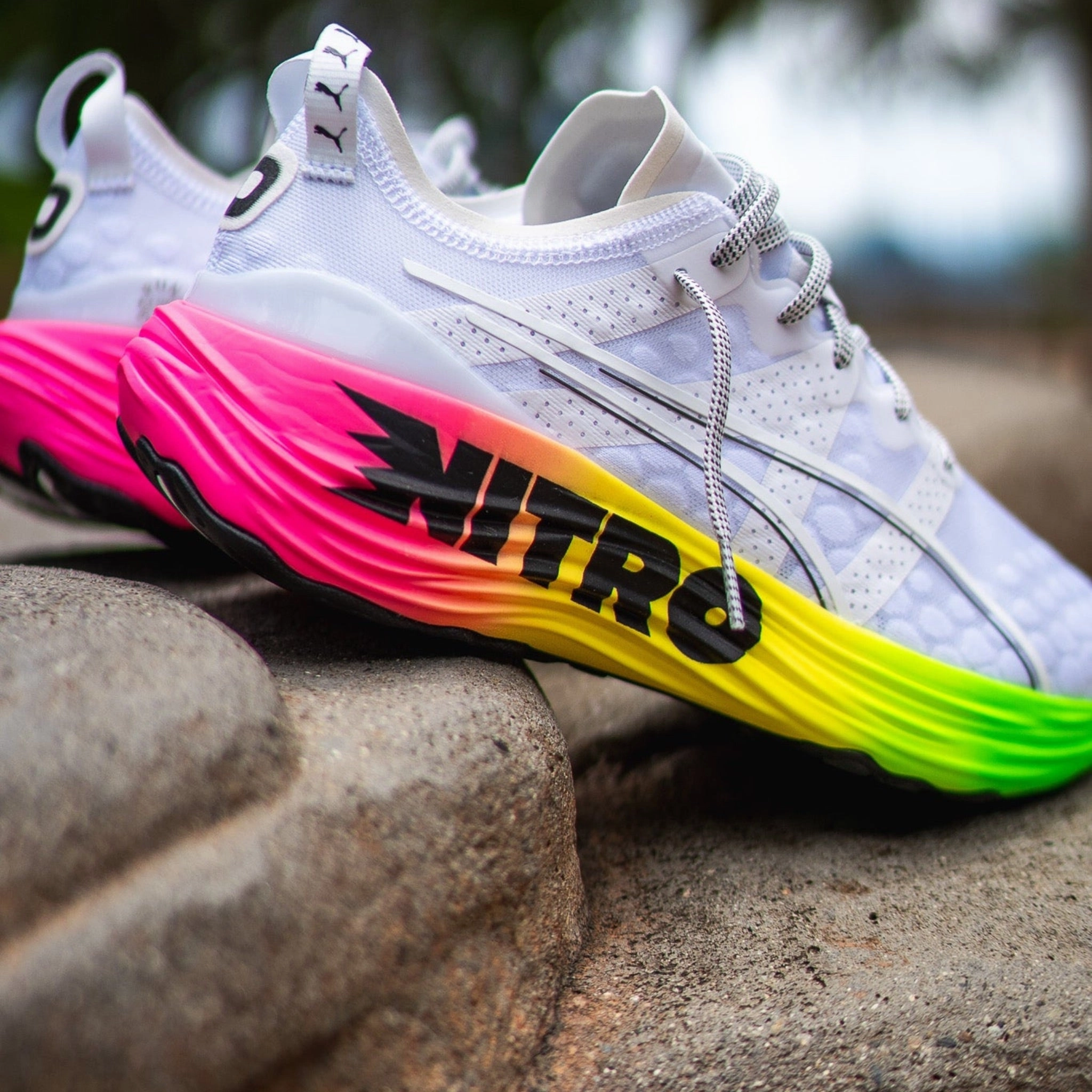 Elastic Lace System Mens Puma ForeverRUN Nitro Futrograde (White/Gecko Green)