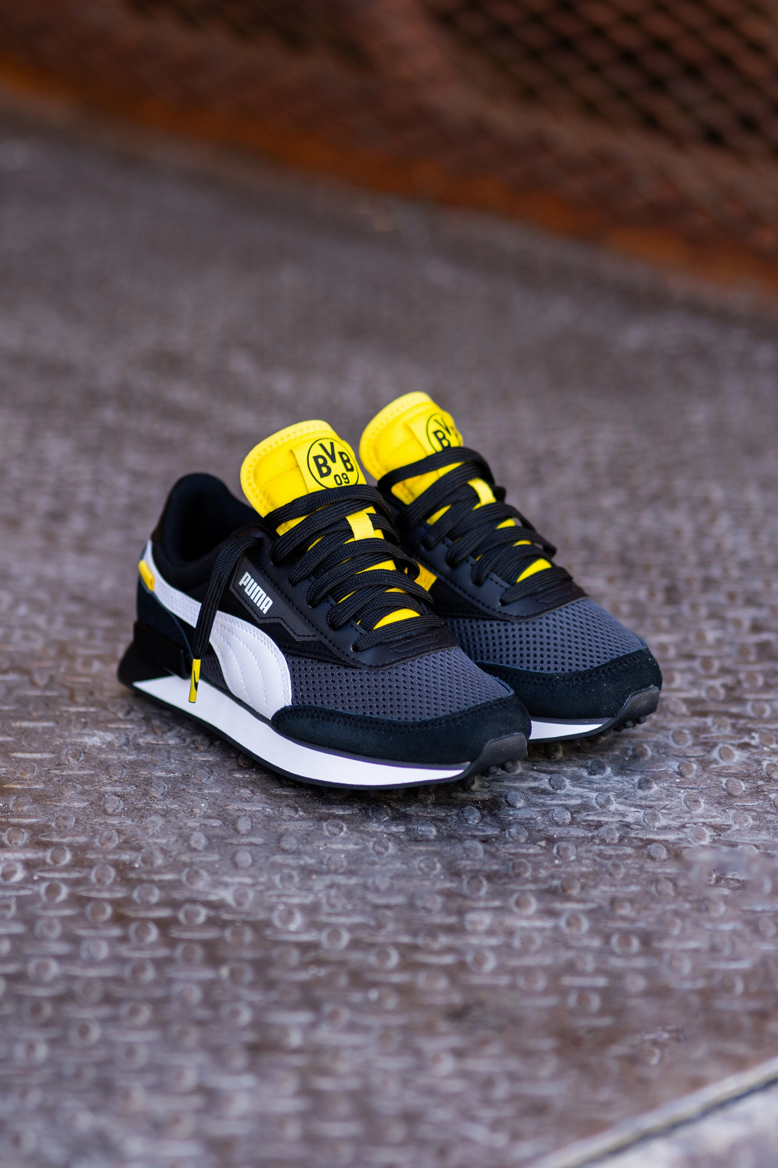 Mens Puma Future Rider BVB (Asphalt/Black/Cyber Yellow) Fitness Trail