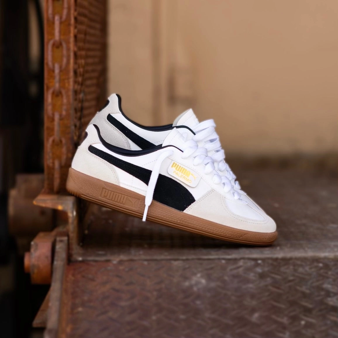 Low   Top Style Mens Puma Palermo LTH (White/Black)