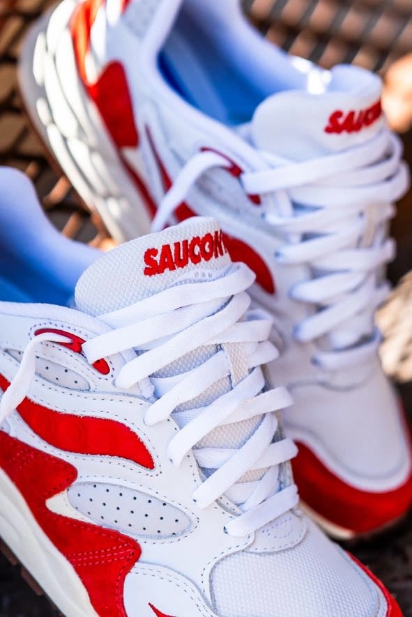 Mens Saucony Grid Shadow 2 (White/Red) Breathable Edge