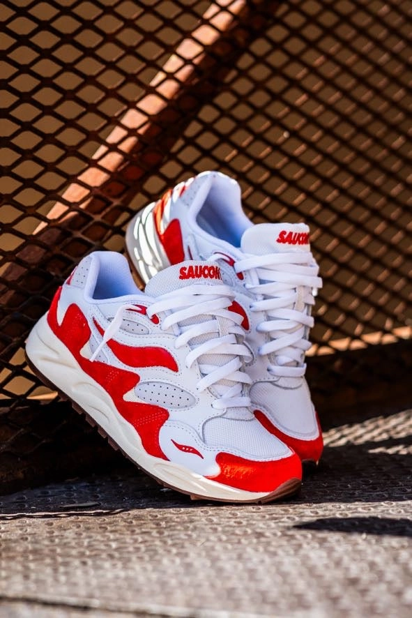 Mens Saucony Grid Shadow 2 (White/Red) Action Fit