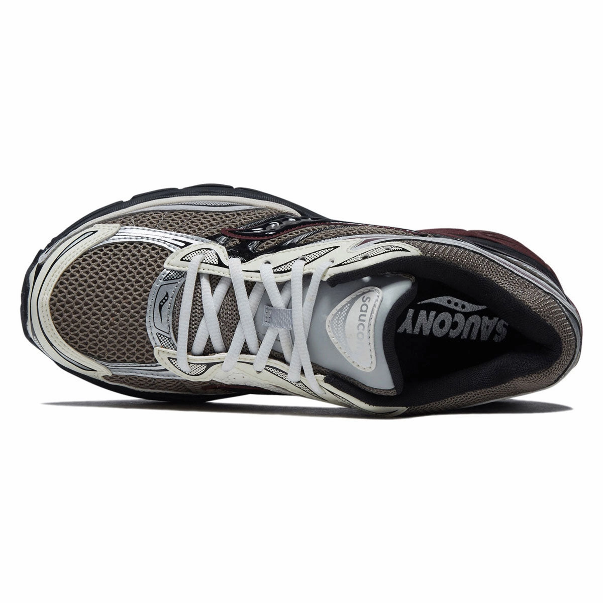 Saucony Progrid Omni 9 Shoes - Tan/Maroon Optimal ease Dynamic Lacing