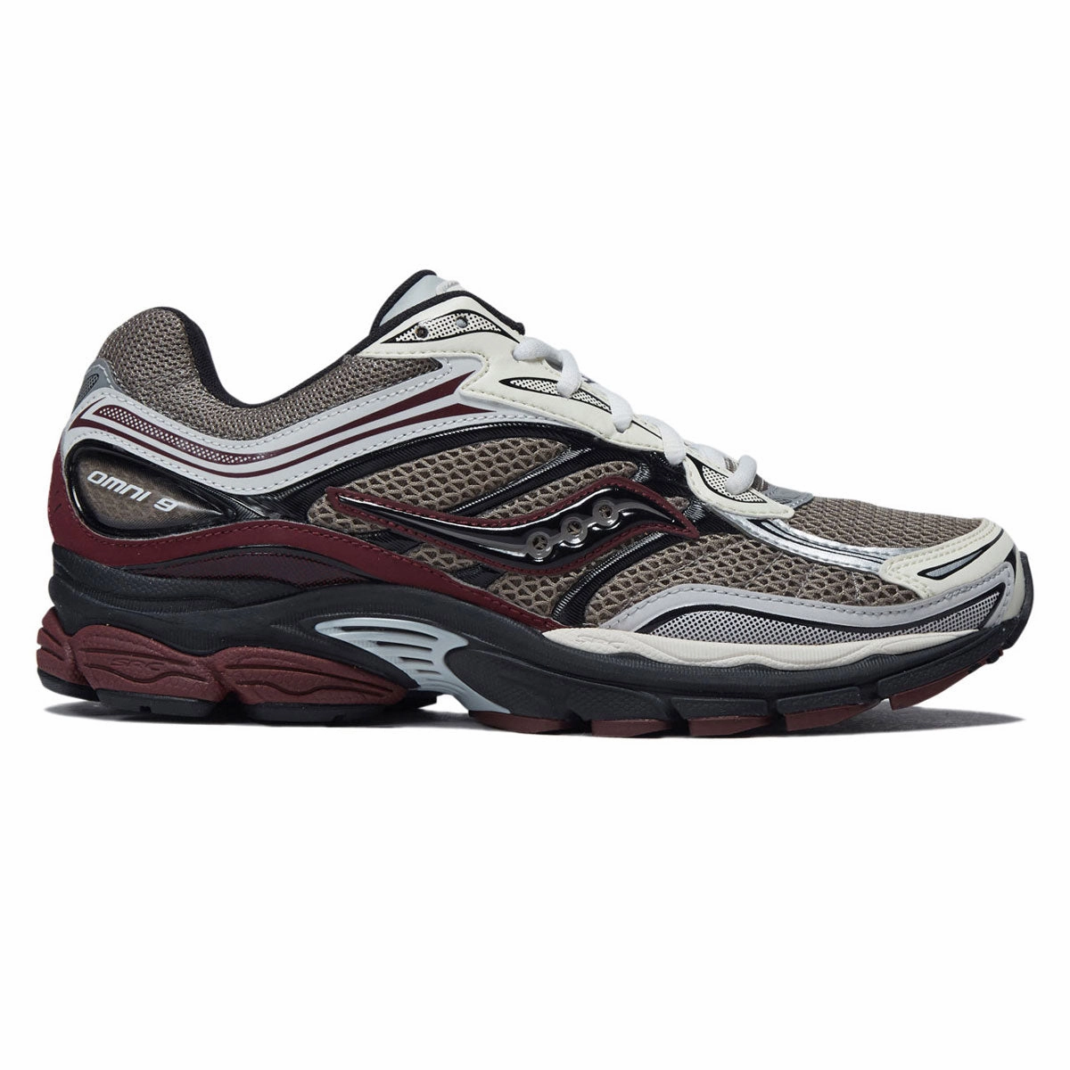 Grip Technology Pressure Dispersion Insole Saucony Progrid Omni 9 Shoes - Tan/Maroon