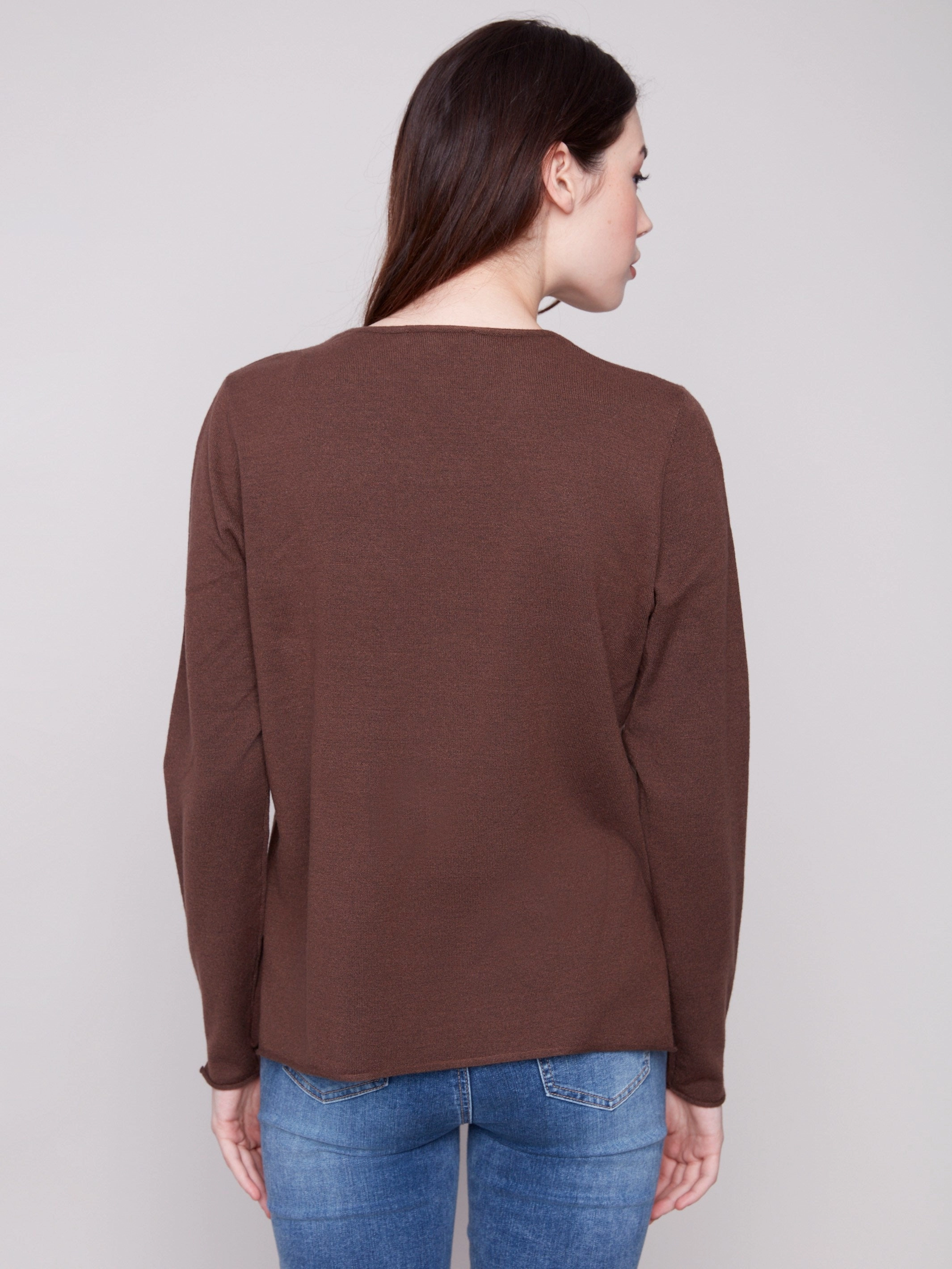 Custom made Cold Weather Basic V-Neck Sweater - Heather Mocha