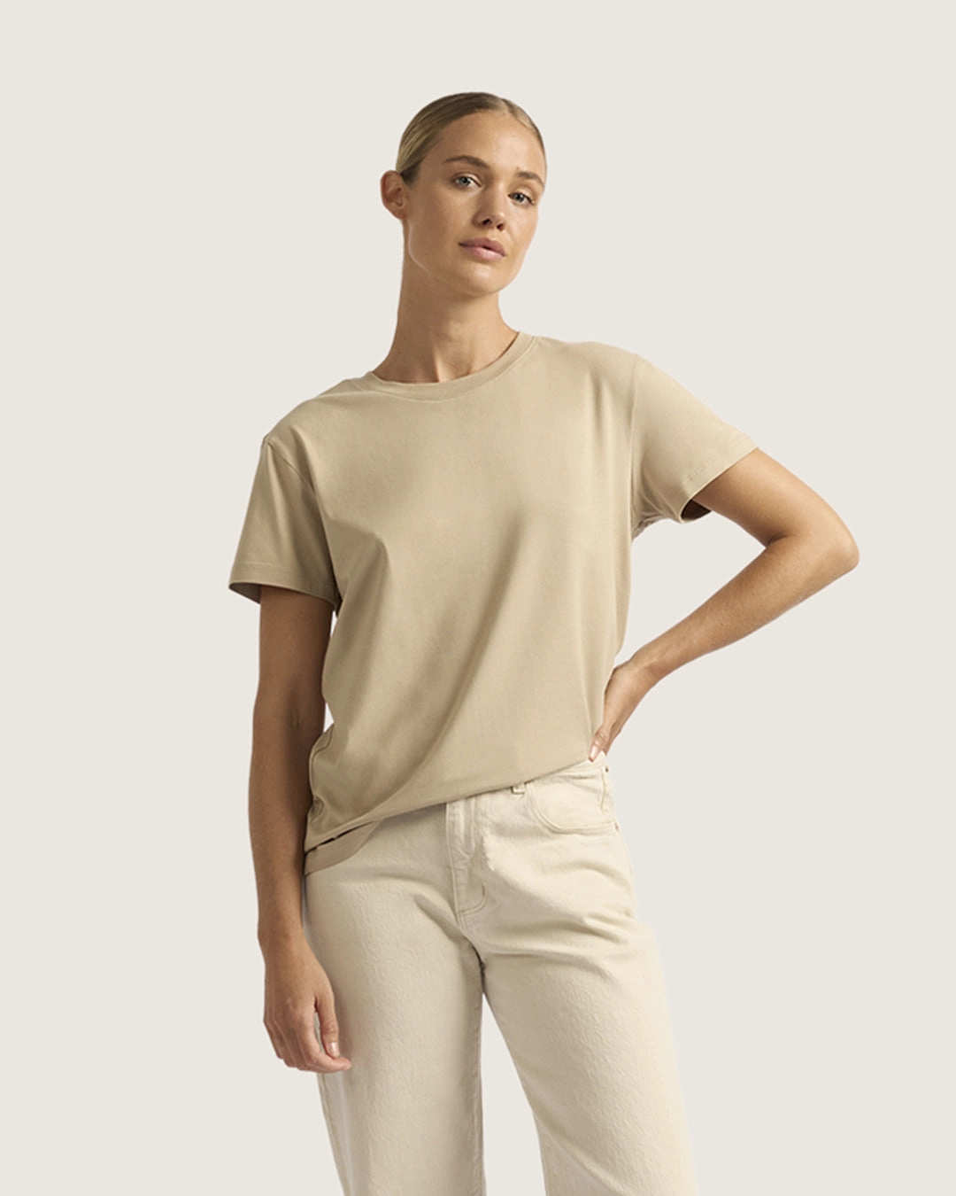 Women's Classic Crew Neck T-Shirt - Stone Light Wool