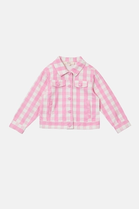 Gingham Kids Cord Jacket Recycled Polyester Light Travel Piece