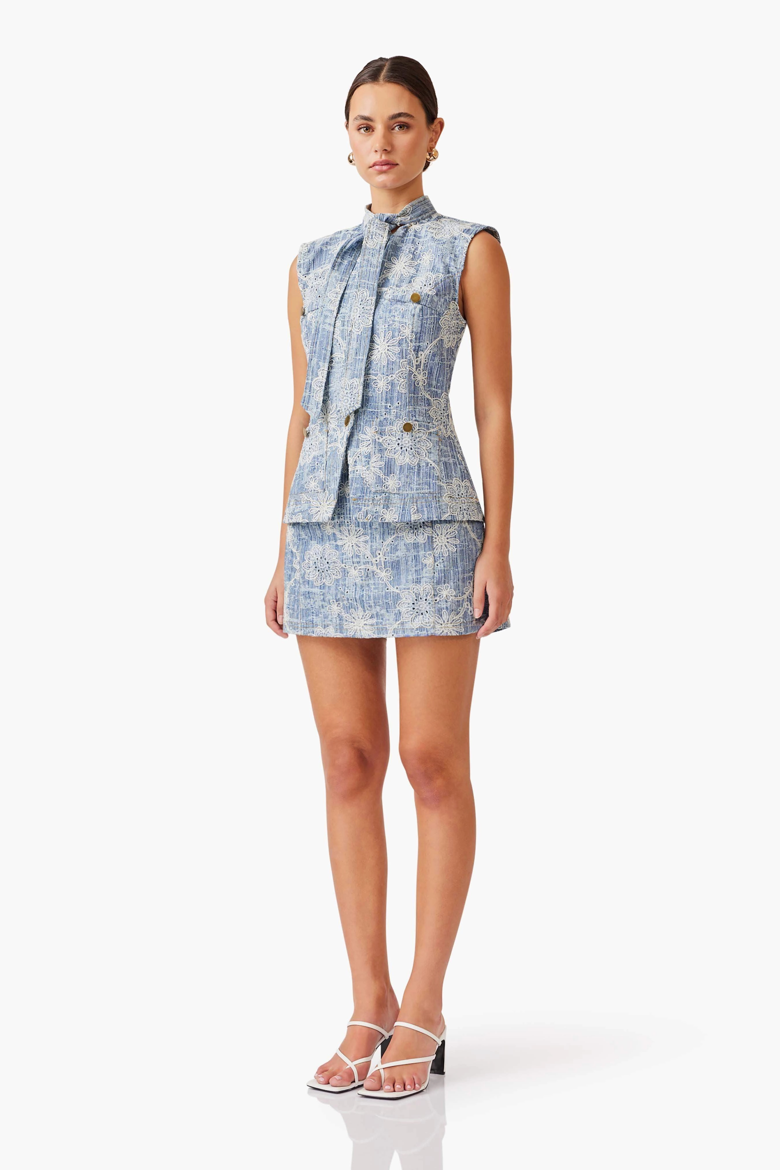 Monica Denim Set Comfortable Waist Design Fit