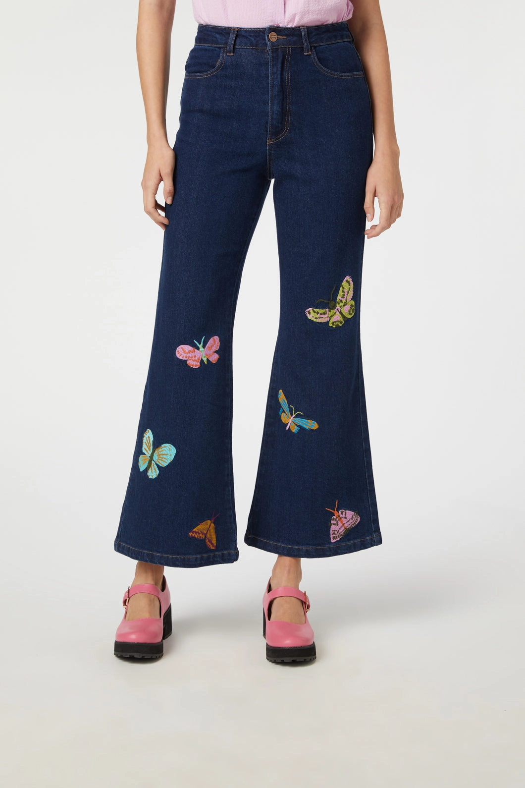 Moth Embroidered Jean Tapered Leg Profile Chill Style