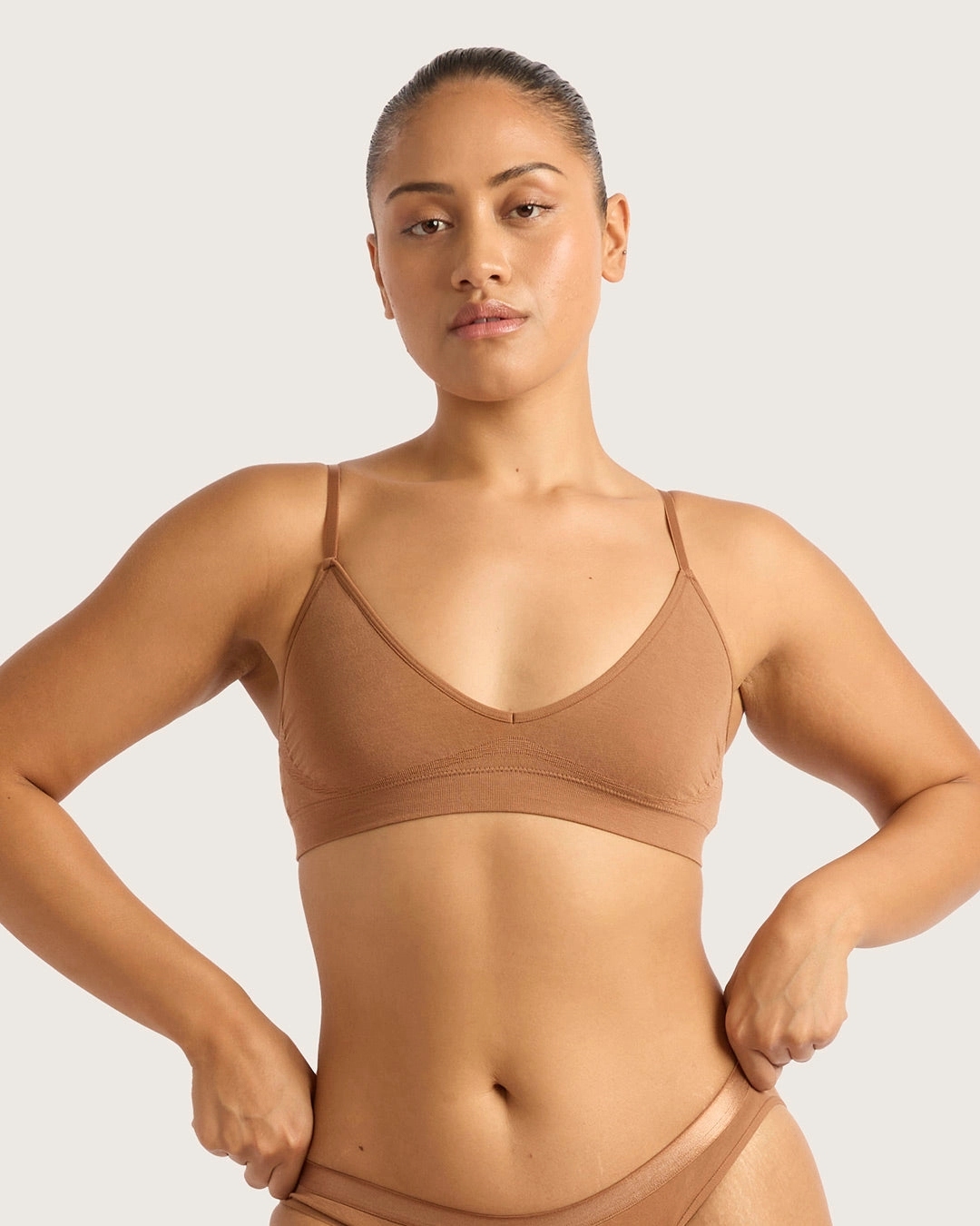 Flexible Underwire Abrasion Resistant Fabric LYOLYTE Triangle Bralette - Maple
