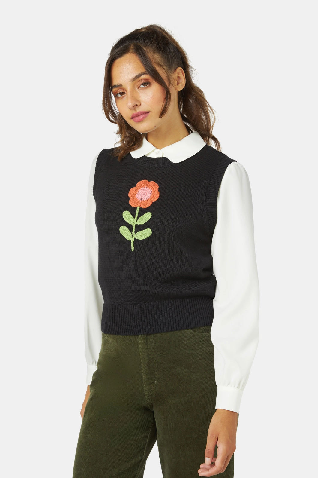 Belle Emb Knit Vest Cozy Style Wear
