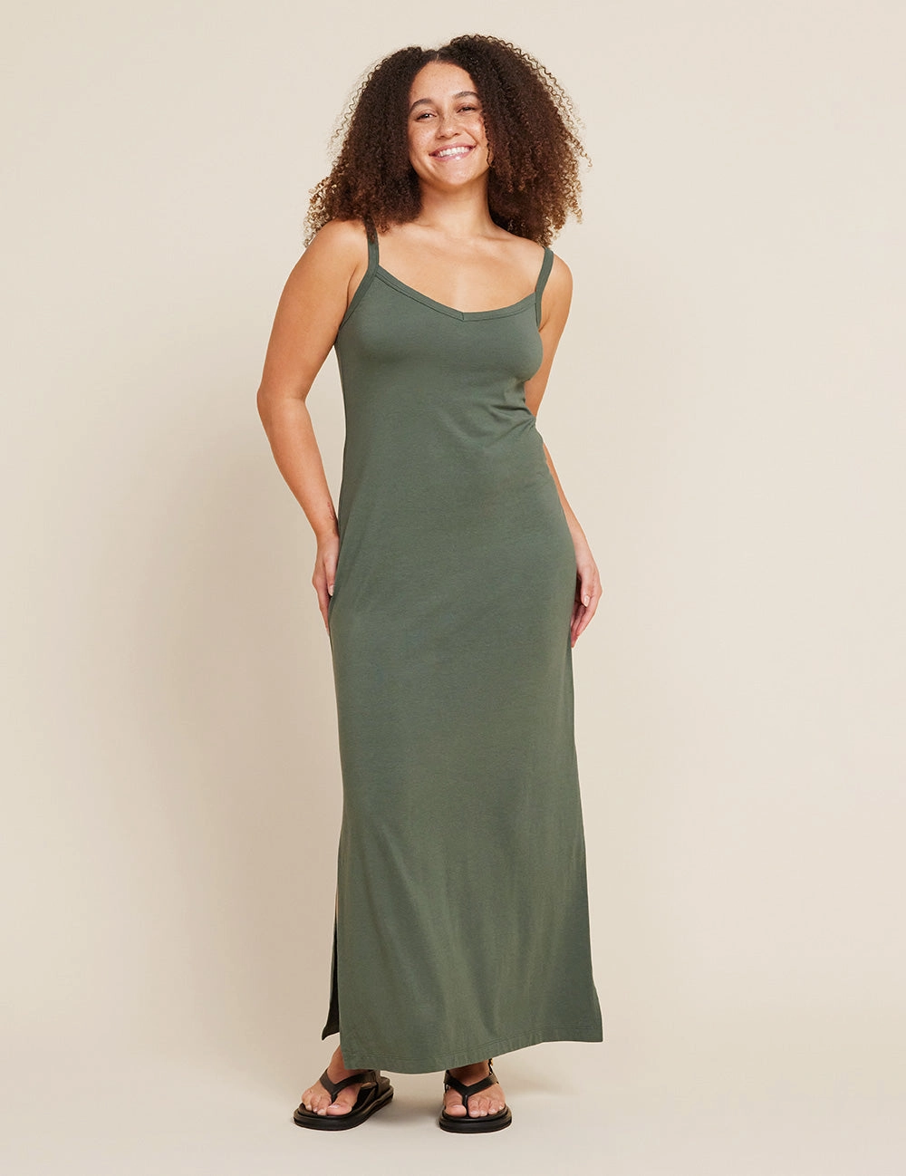 V-Neck Slip Dress - Moss Spark Mood Trendy Top